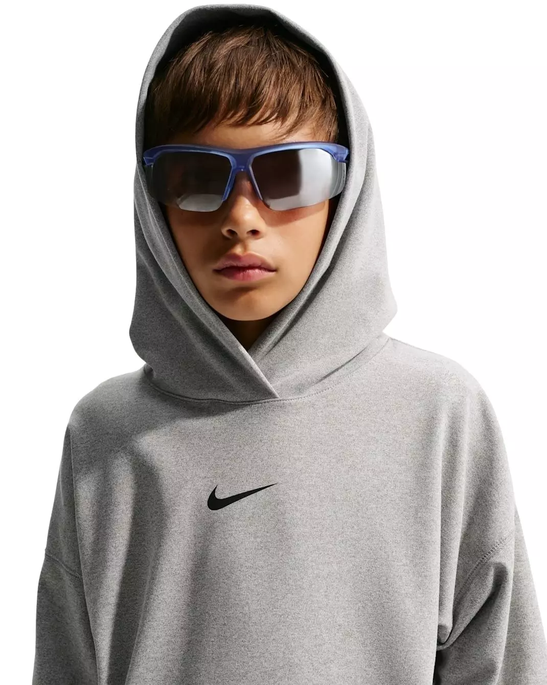 Nike Big Boys' Pro Dri-FIT Fleece Pullover Hoodie - Grey - GREY