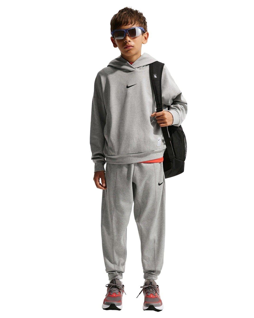 Nike Big Boys' Pro Dri-FIT Fleece Pullover Hoodie - Grey - GREY Thumbnail View 4