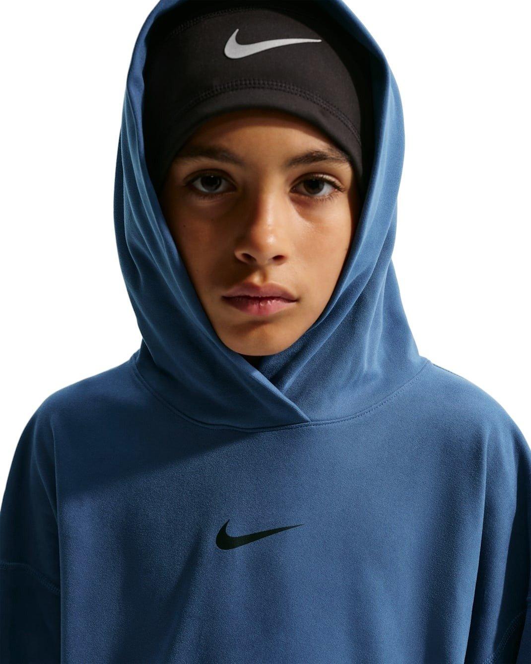Nike Big Boys' Pro Dri-FIT Fleece Pullover Hoodie - Blue - BLUE Thumbnail View 3