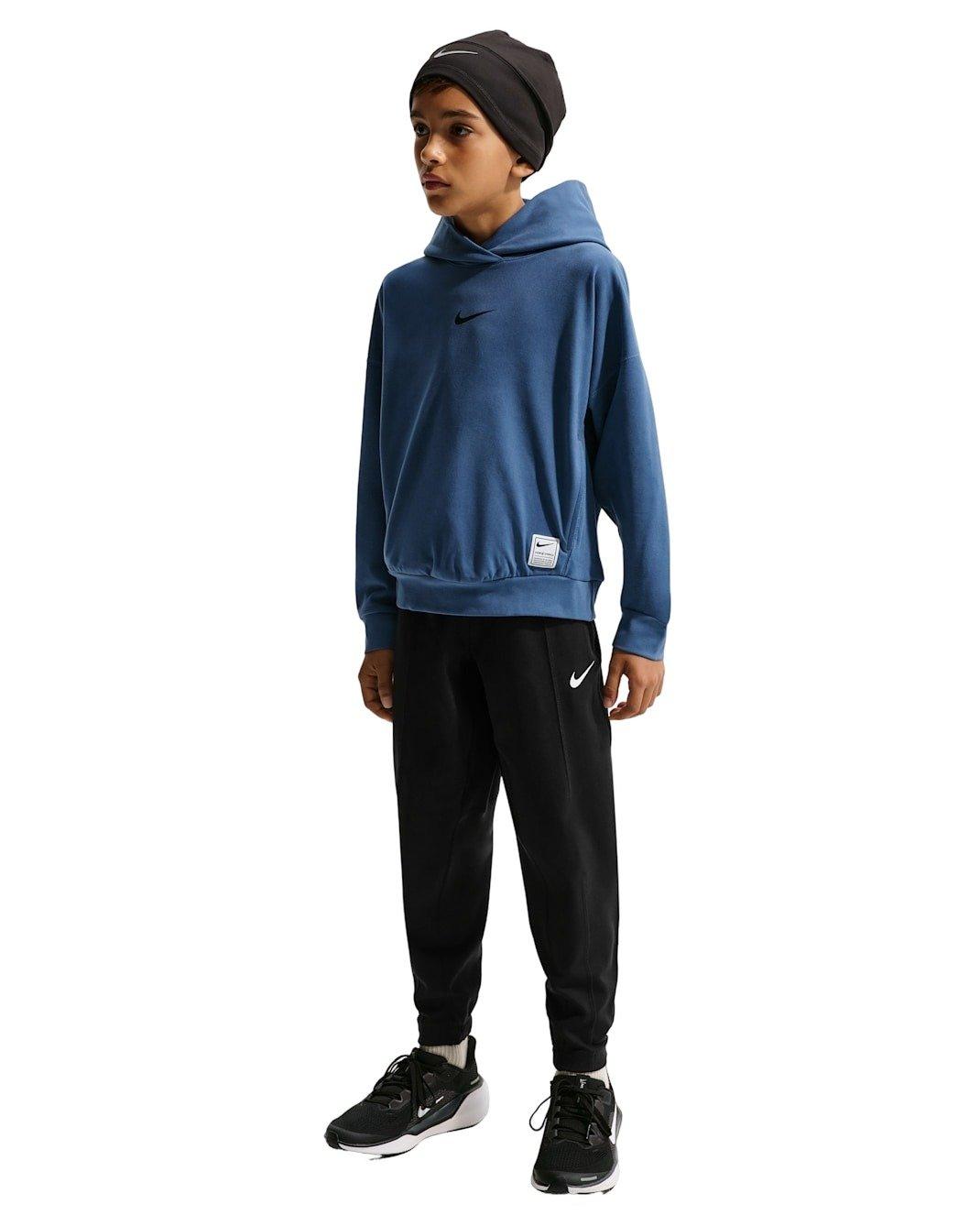 Nike Big Boys' Pro Dri-FIT Fleece Pullover Hoodie - Blue - BLUE Thumbnail View 4
