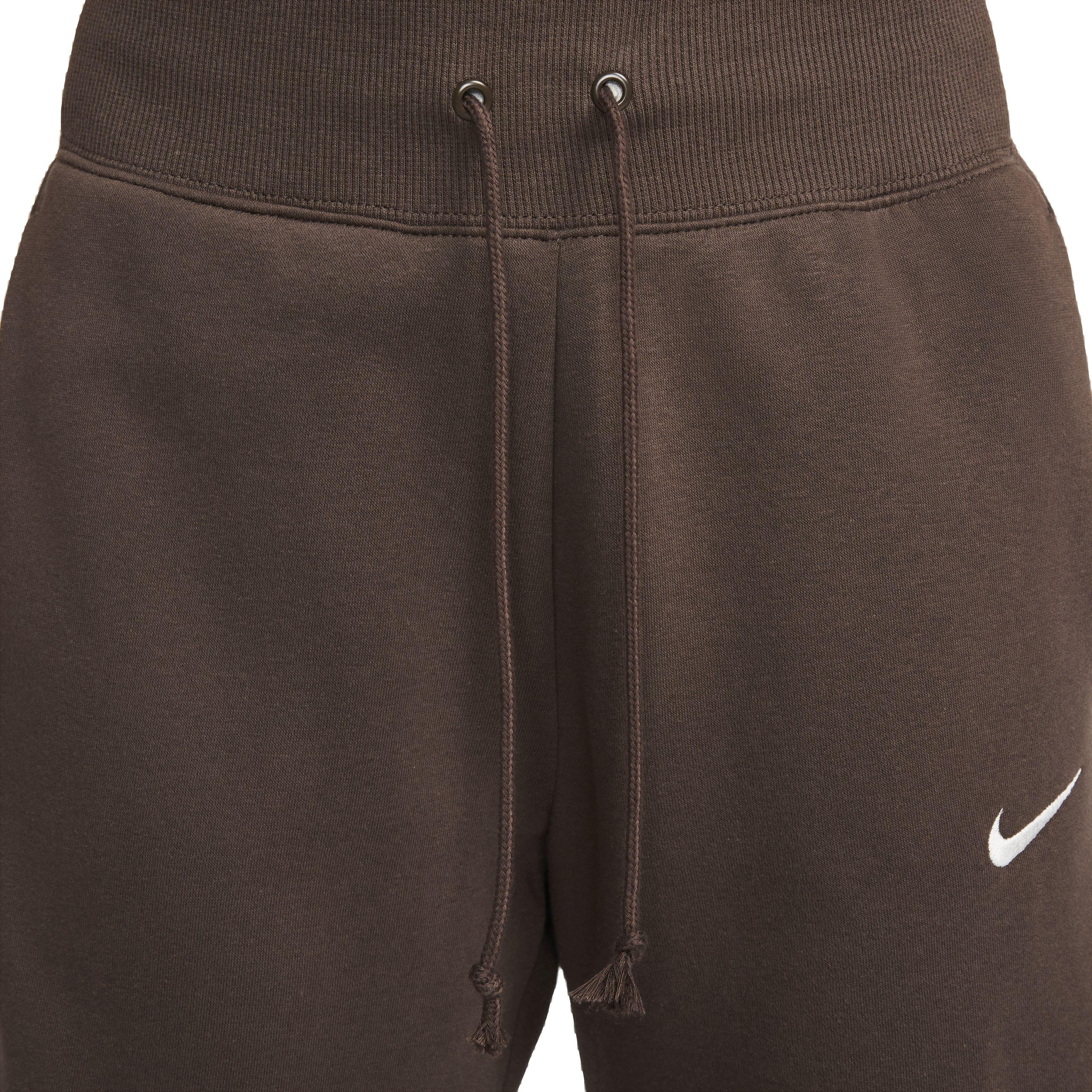 Nike Women's Sportswear Phoenix Fleece Wide-Leg High-Rise Sweatpants - BROWN Thumbnail View 3