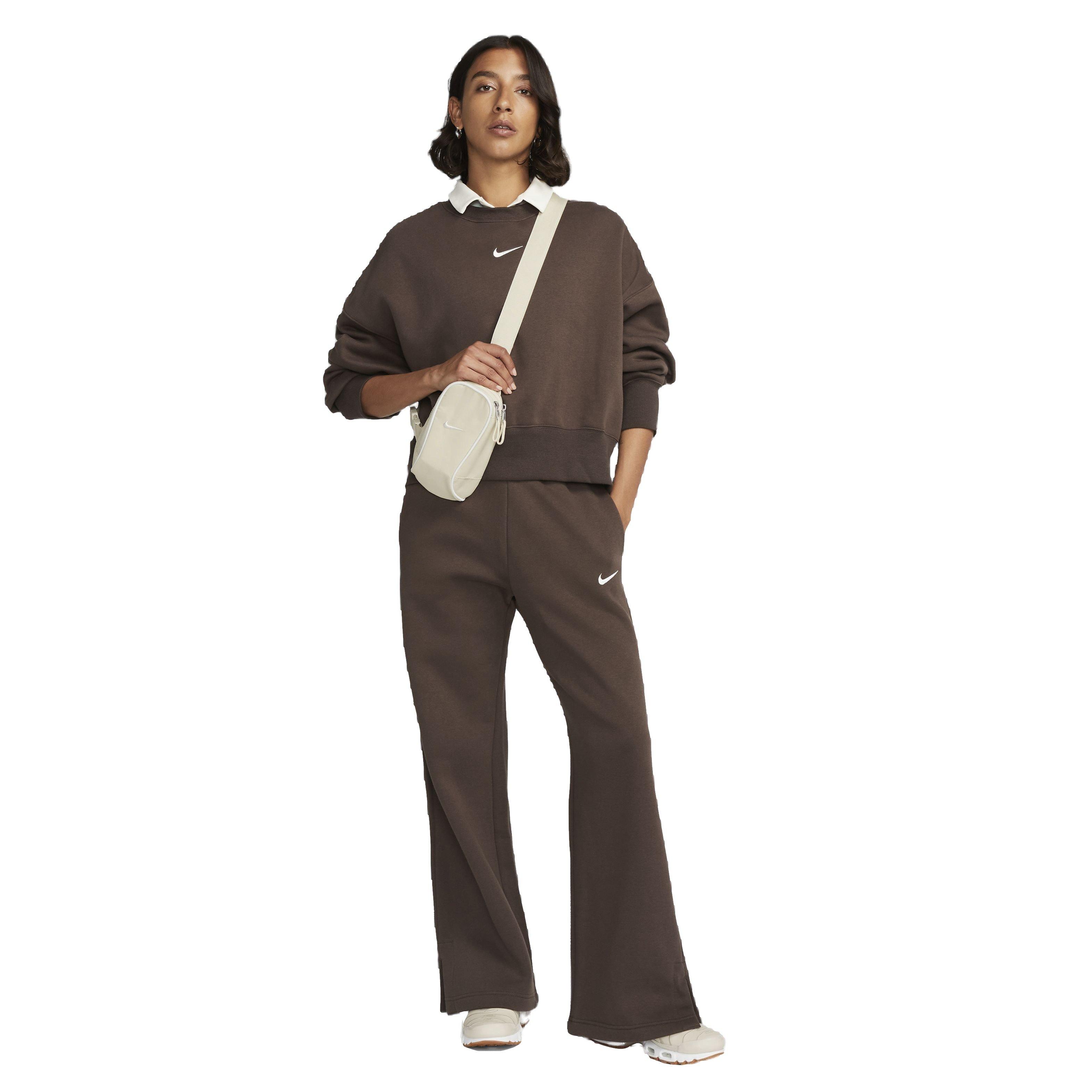 Nike Women's Sportswear Phoenix Fleece Wide-Leg High-Rise Sweatpants - BROWN Thumbnail View 8