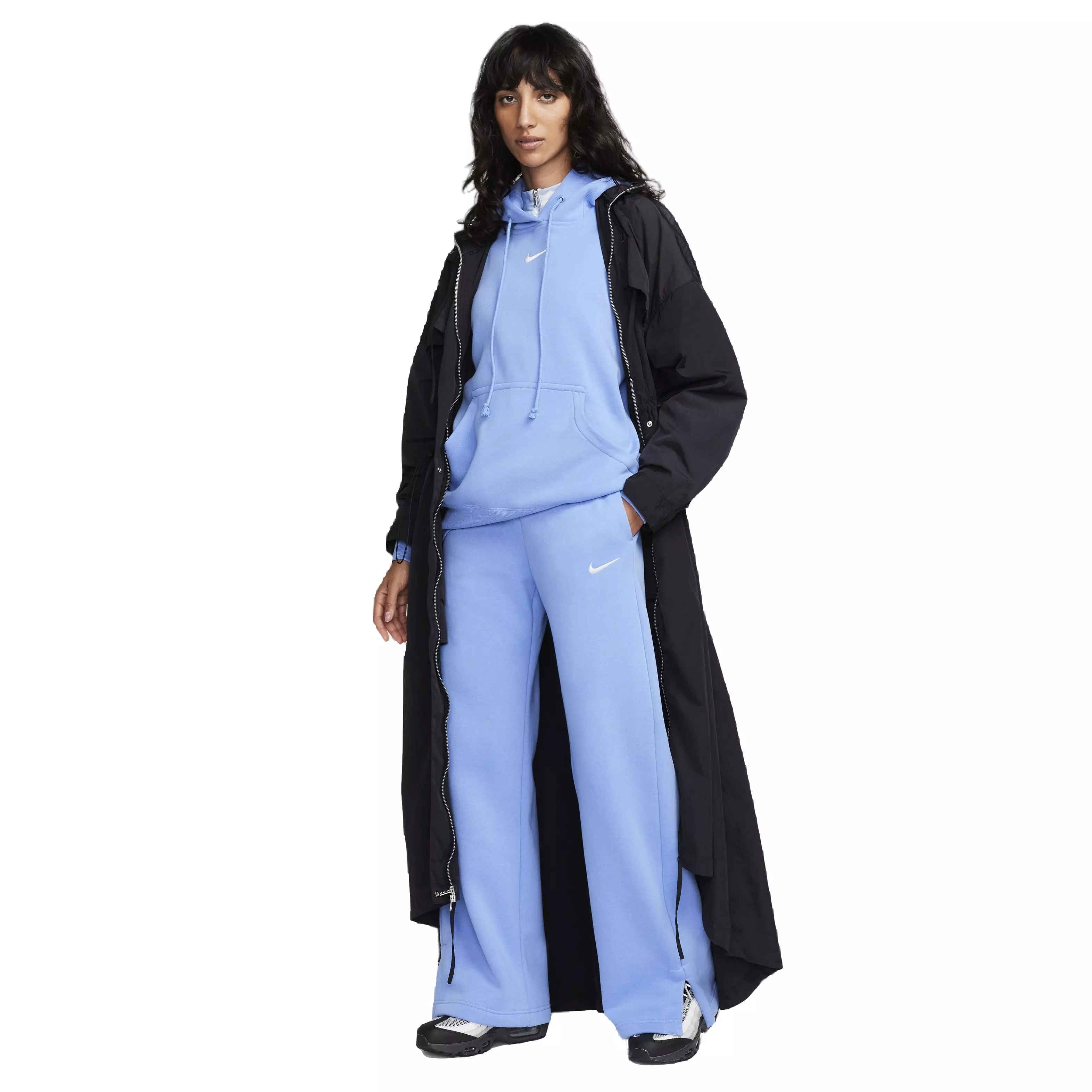 Nike Women's Sportswear Phoenix Fleece Wide-Leg High-Rise Sweatpants - BLUE