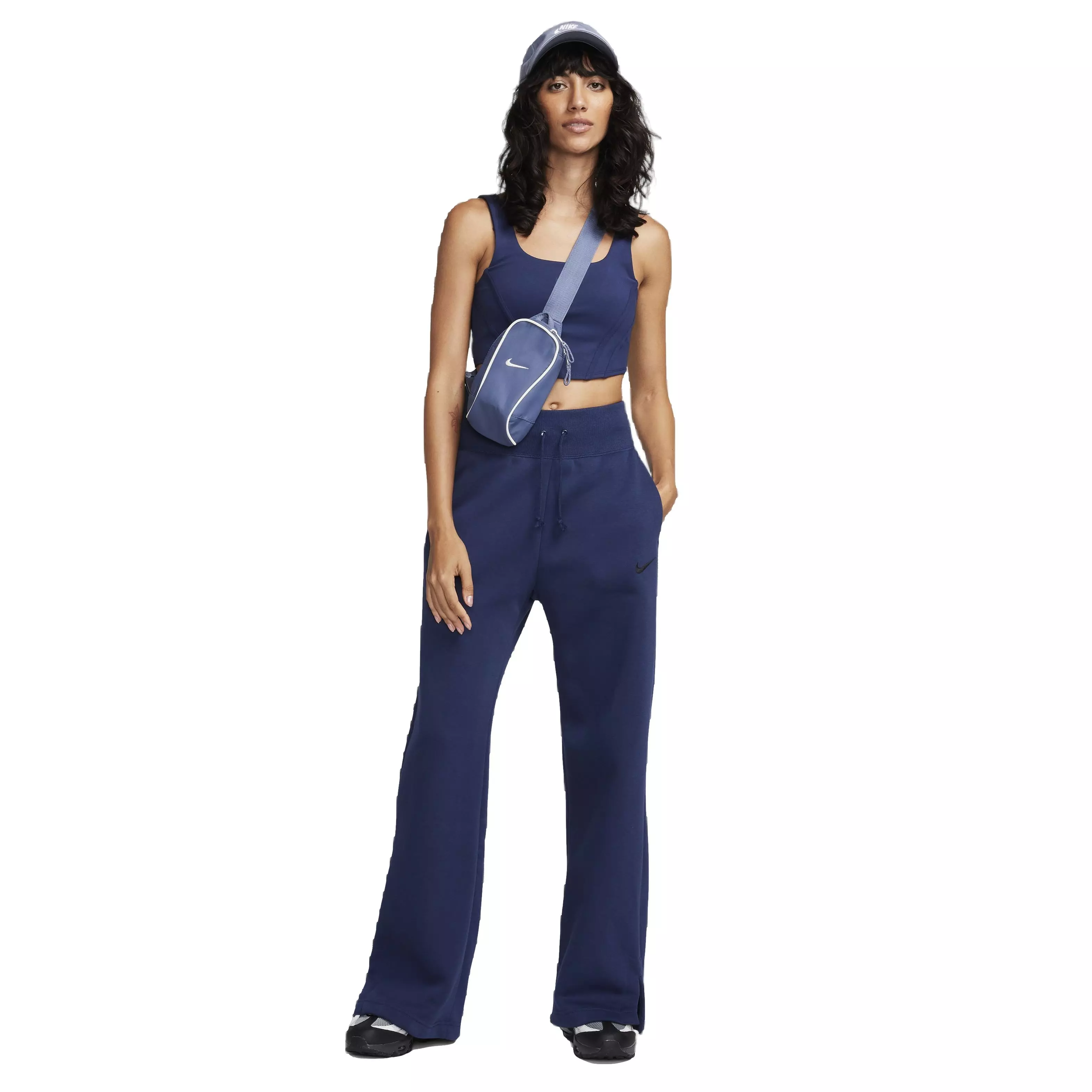 Nike Women's Sportswear Phoenix Fleece Wide-Leg High-Rise Sweatpants - NAVY