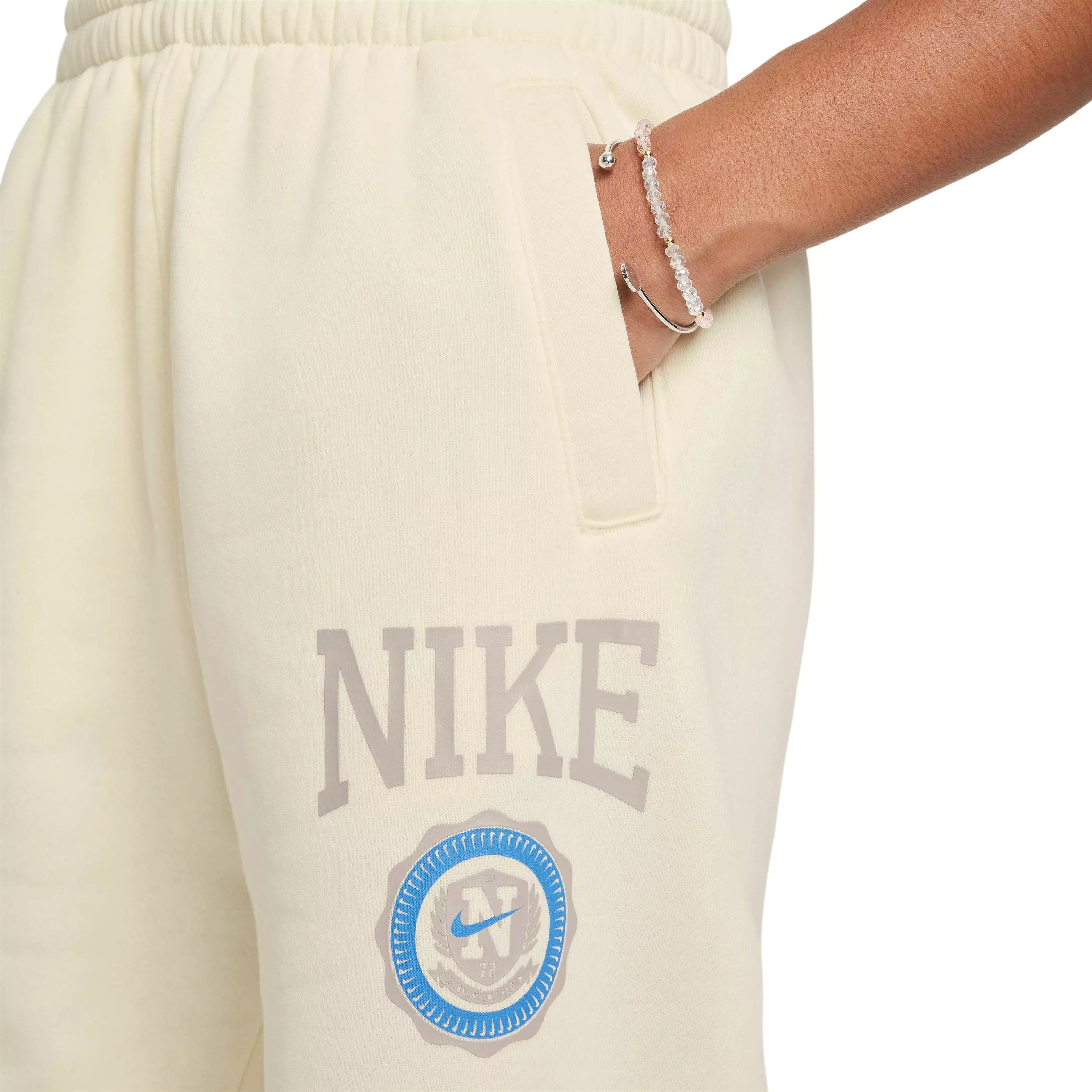 Nike Big Girls' Sportswear Club Fleece Graphic Loose Pants - WHITE