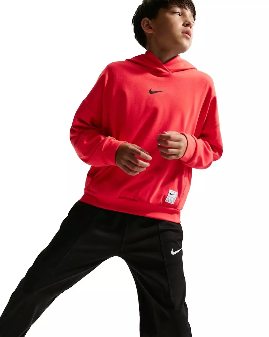 Nike Big Boys' Pro Dri-FIT Fleece Pullover Hoodie - Red - RED