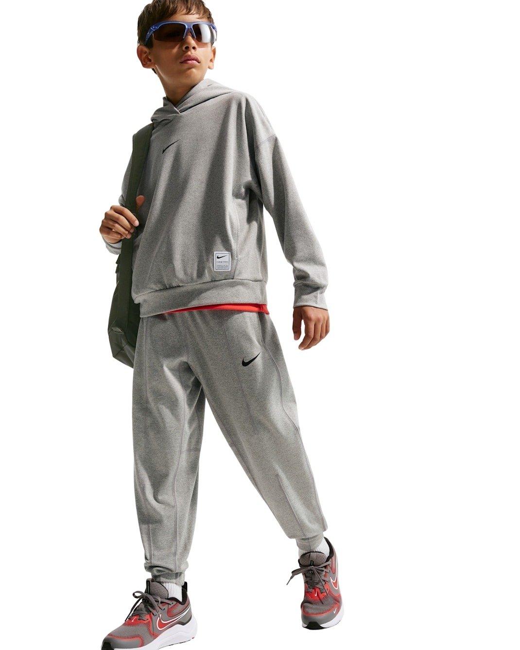Nike Pro Dri-FIT Big Boys' Grey Fleece Pants