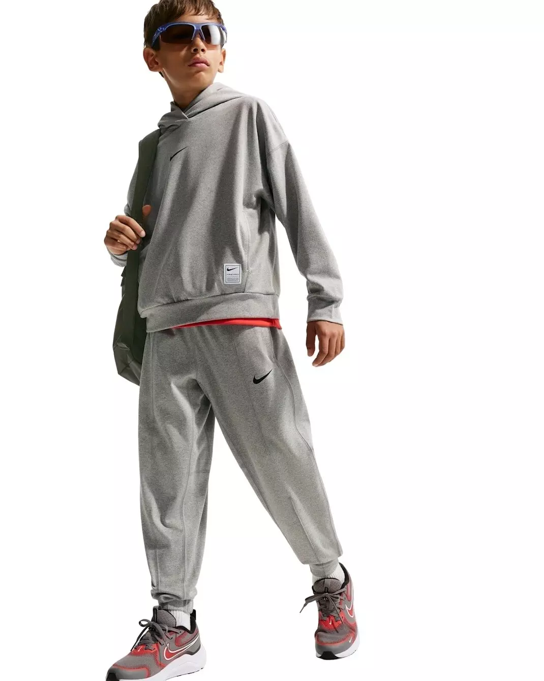 Nike Big Boys' Pro Dri-FIT Fleece Pants - Grey - GREY