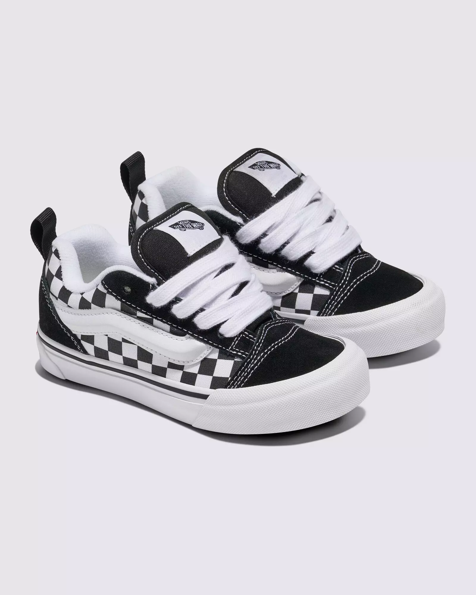 Vans Knu Skool Checkerboard "Black/White" Grade School Kids' Shoe - BLACK/WHITE