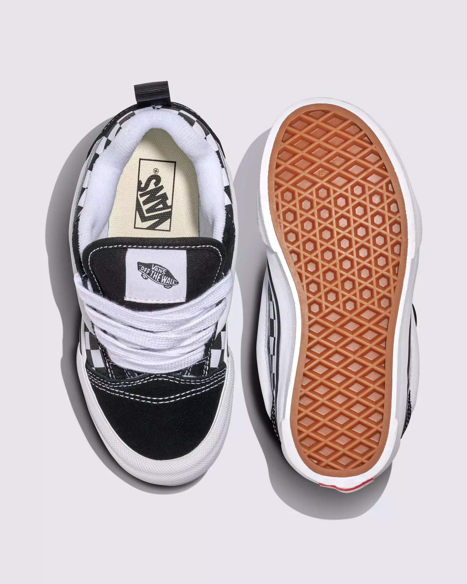 Vans Knu Skool Checkerboard "Black/White" Grade School Kids' Shoe - BLACK/WHITE