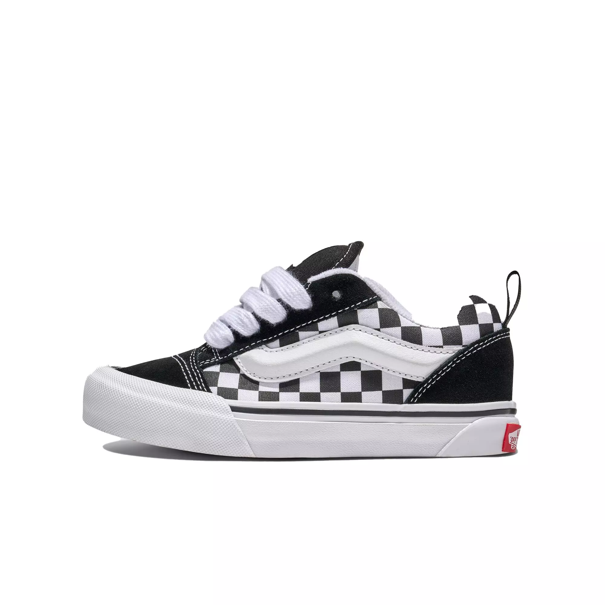 Vans Knu Skool Checkerboard "Black/White" Grade School Kids' Shoe - BLACK/WHITE