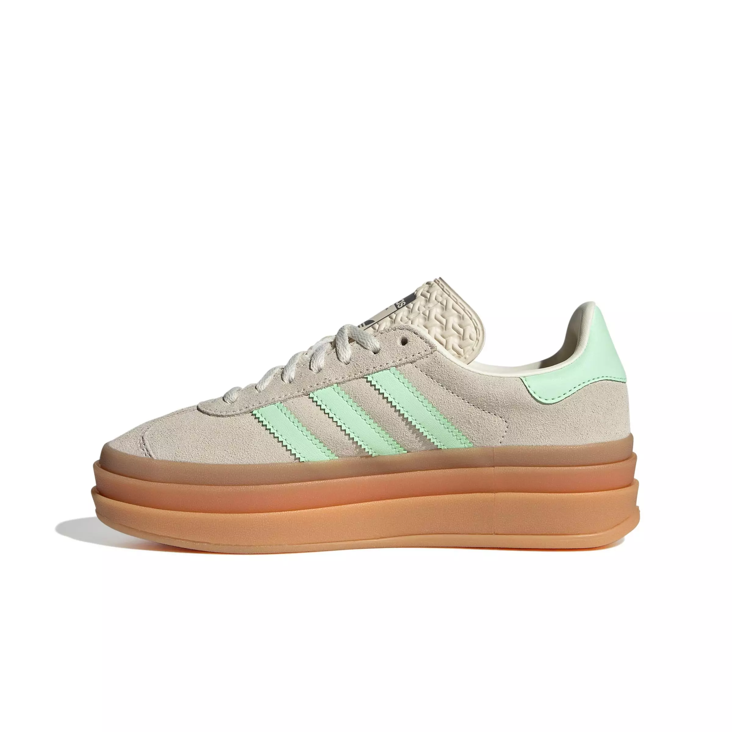 adidas Originals Gazelle Bold "Wonder White/Semi Green Spark/Cream White" Grade School Girls' Shoe - WHITE/GREEN