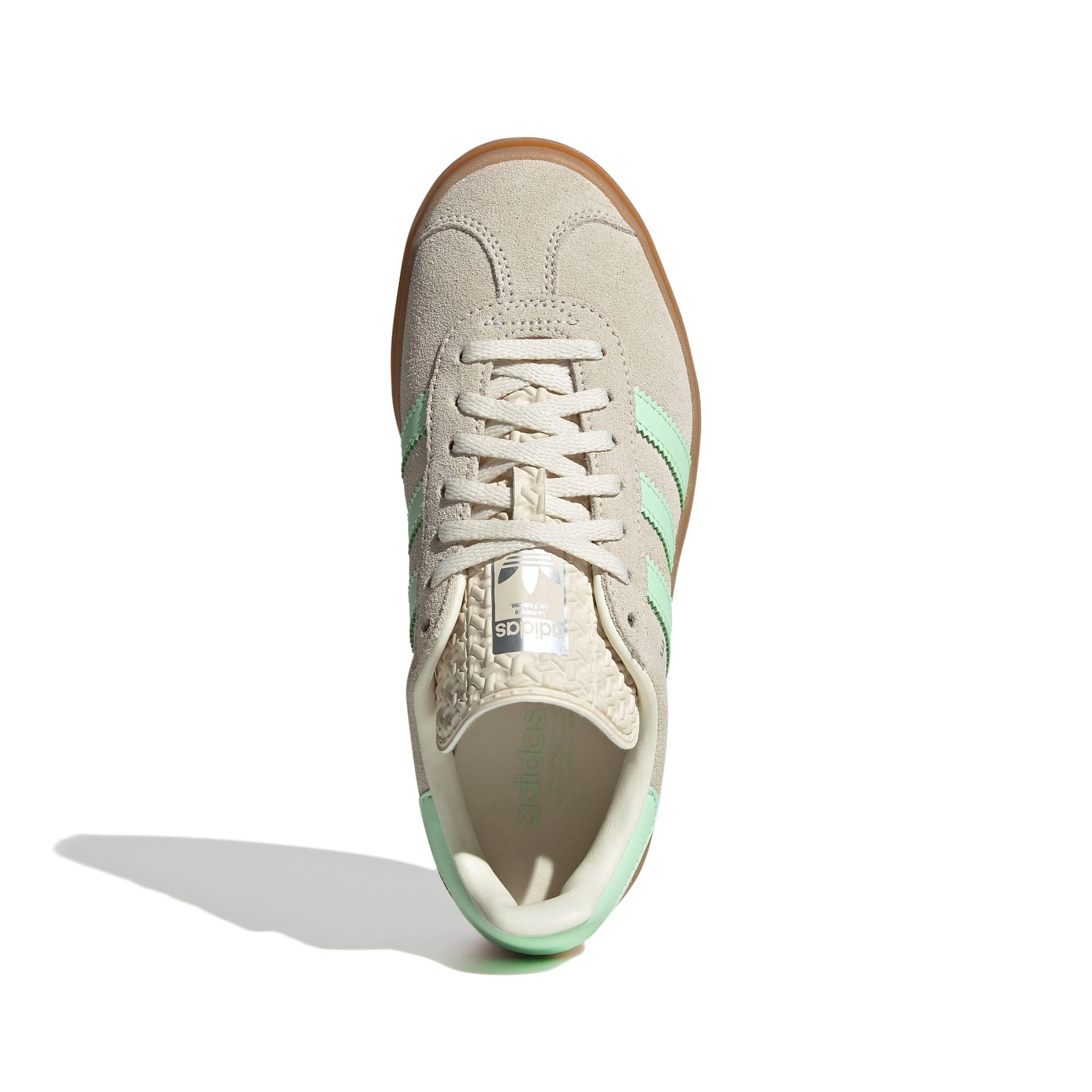 adidas Originals Gazelle Bold "Wonder White/Semi Green Spark/Cream White" Grade School Girls' Shoe - WHITE/GREEN Thumbnail View 3