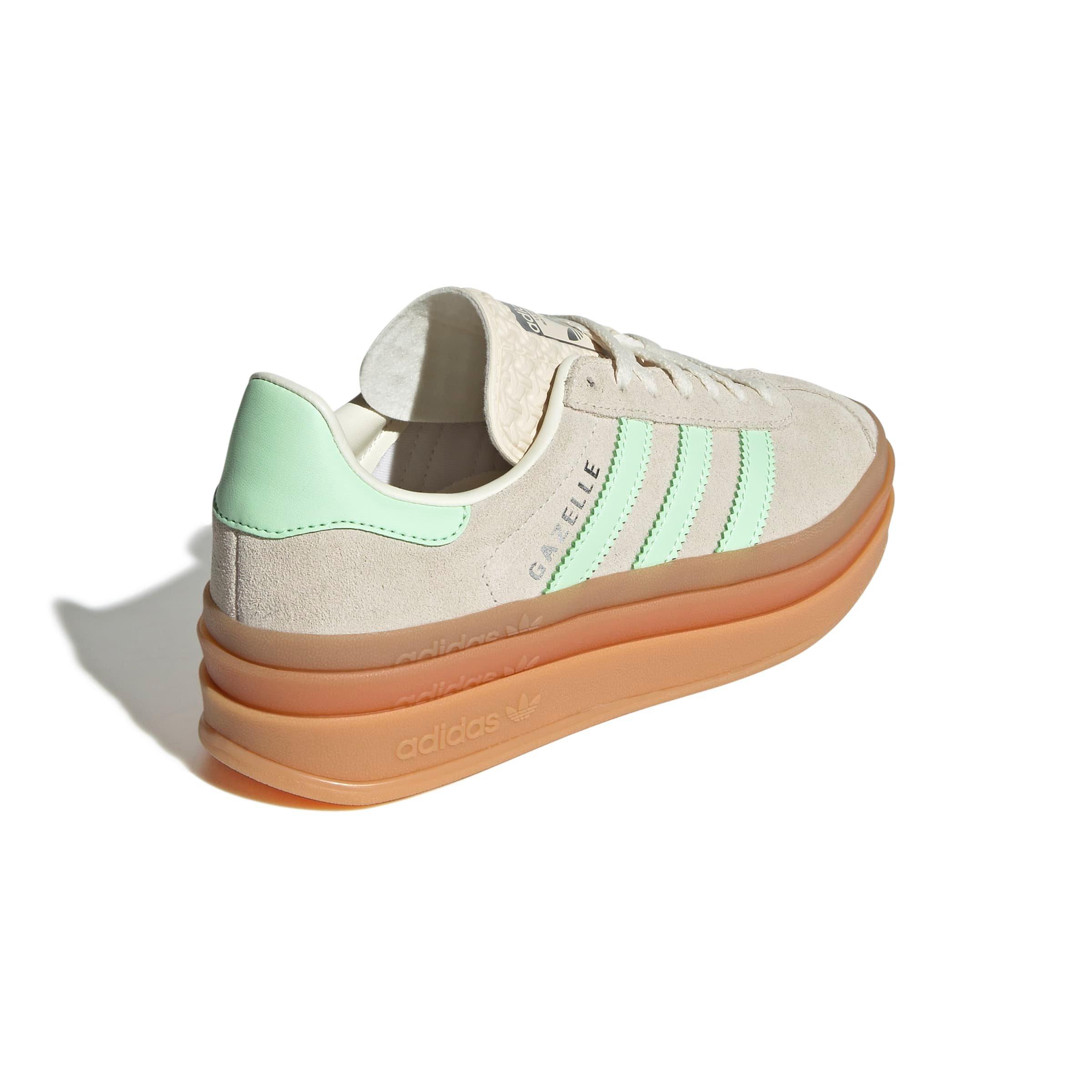adidas Originals Gazelle Bold "Wonder White/Semi Green Spark/Cream White" Grade School Girls' Shoe - WHITE/GREEN Thumbnail View 6