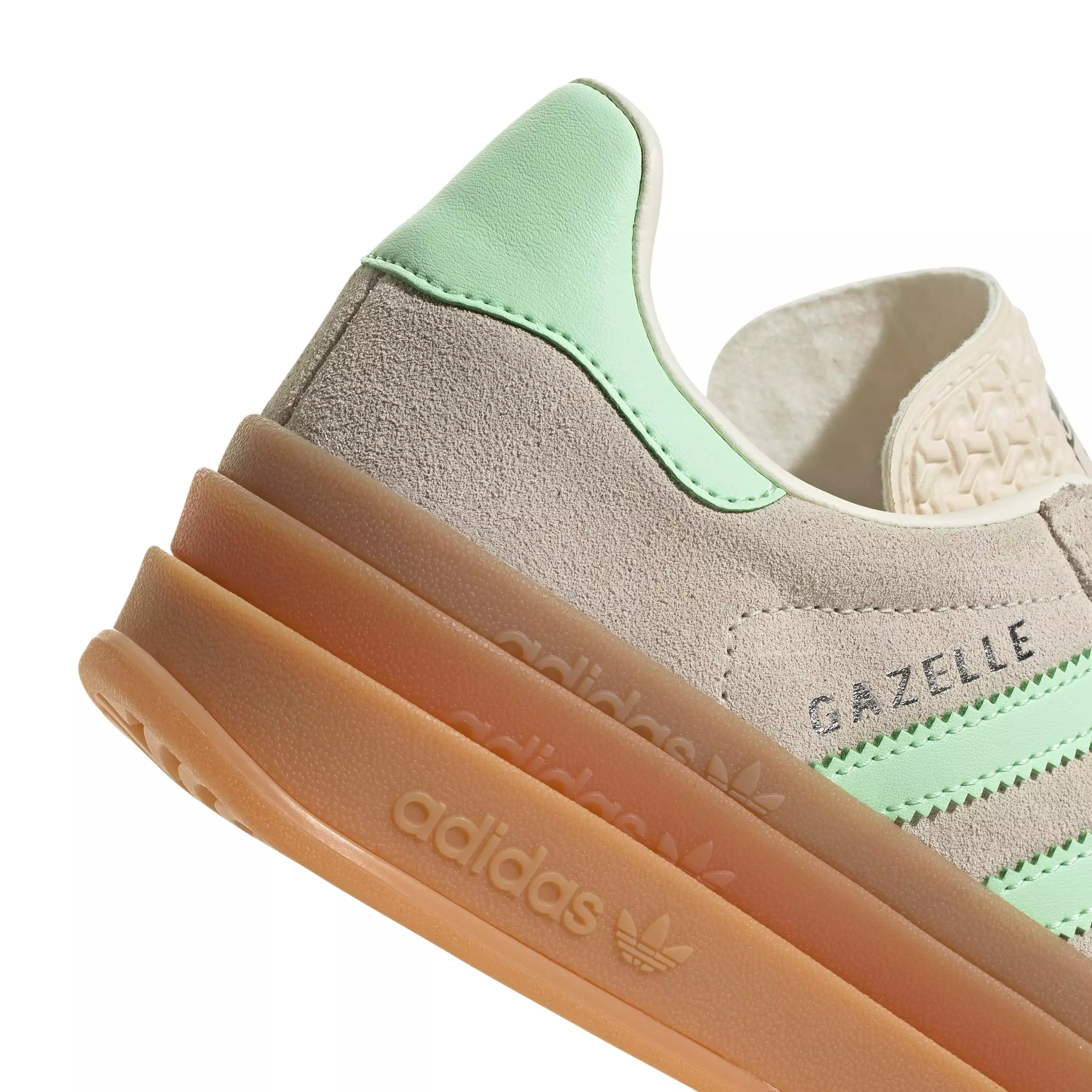 adidas Originals Gazelle Bold "Wonder White/Semi Green Spark/Cream White" Grade School Girls' Shoe - WHITE/GREEN