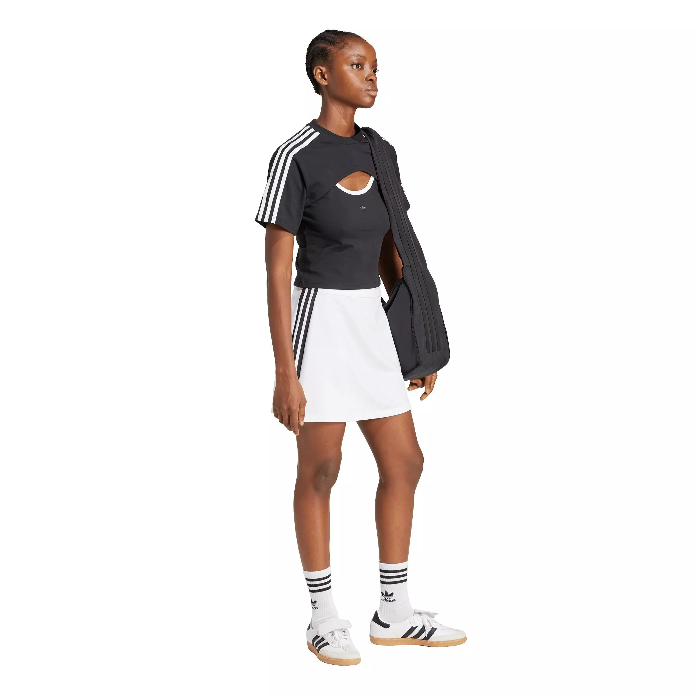 adidas Originals Women's Adicolor 3-Stripes Mini Skirt - WHITE/BLACK