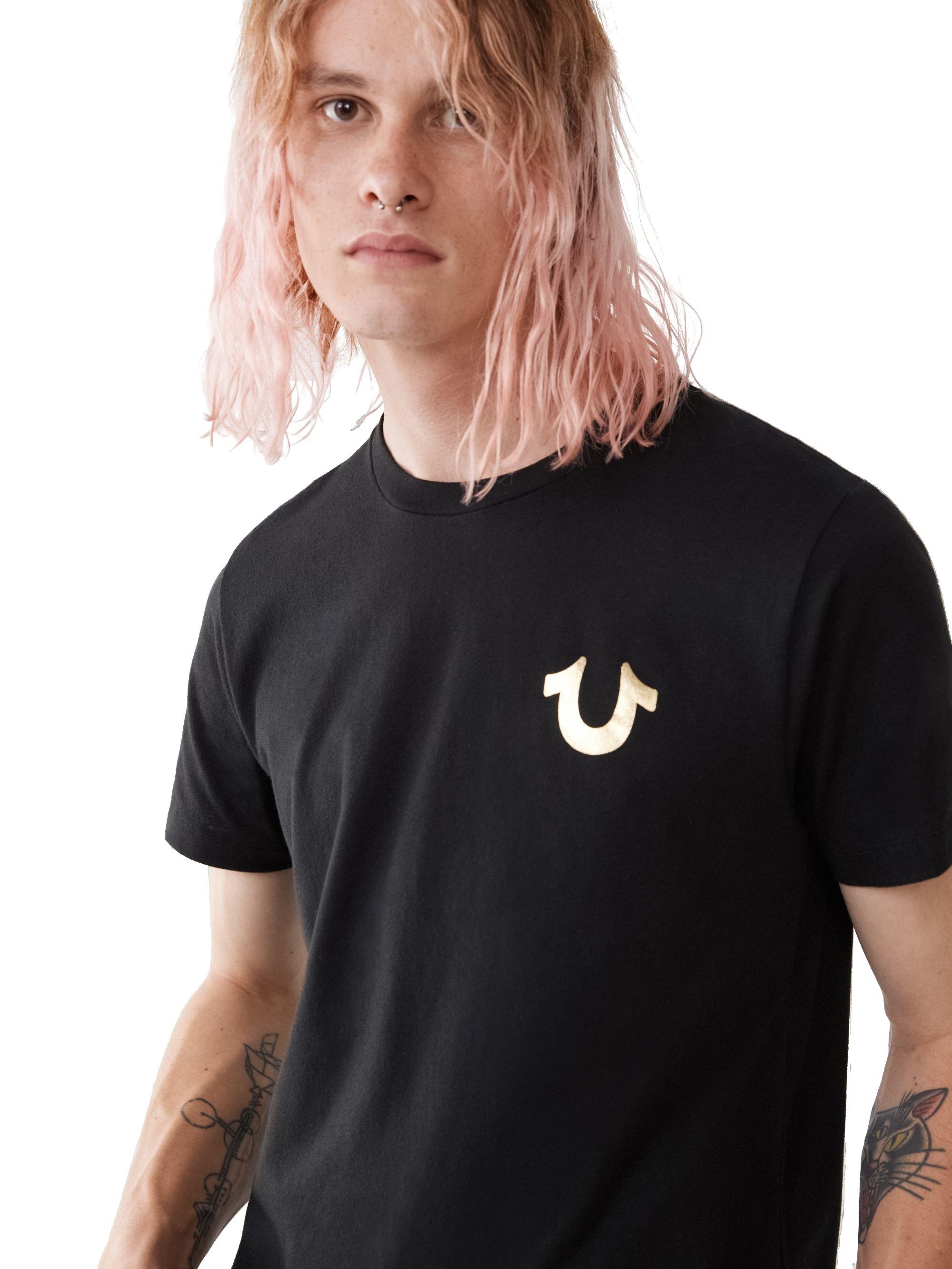 True Religion Men's Box Buddha Foil Tee - BLACK Thumbnail View 1