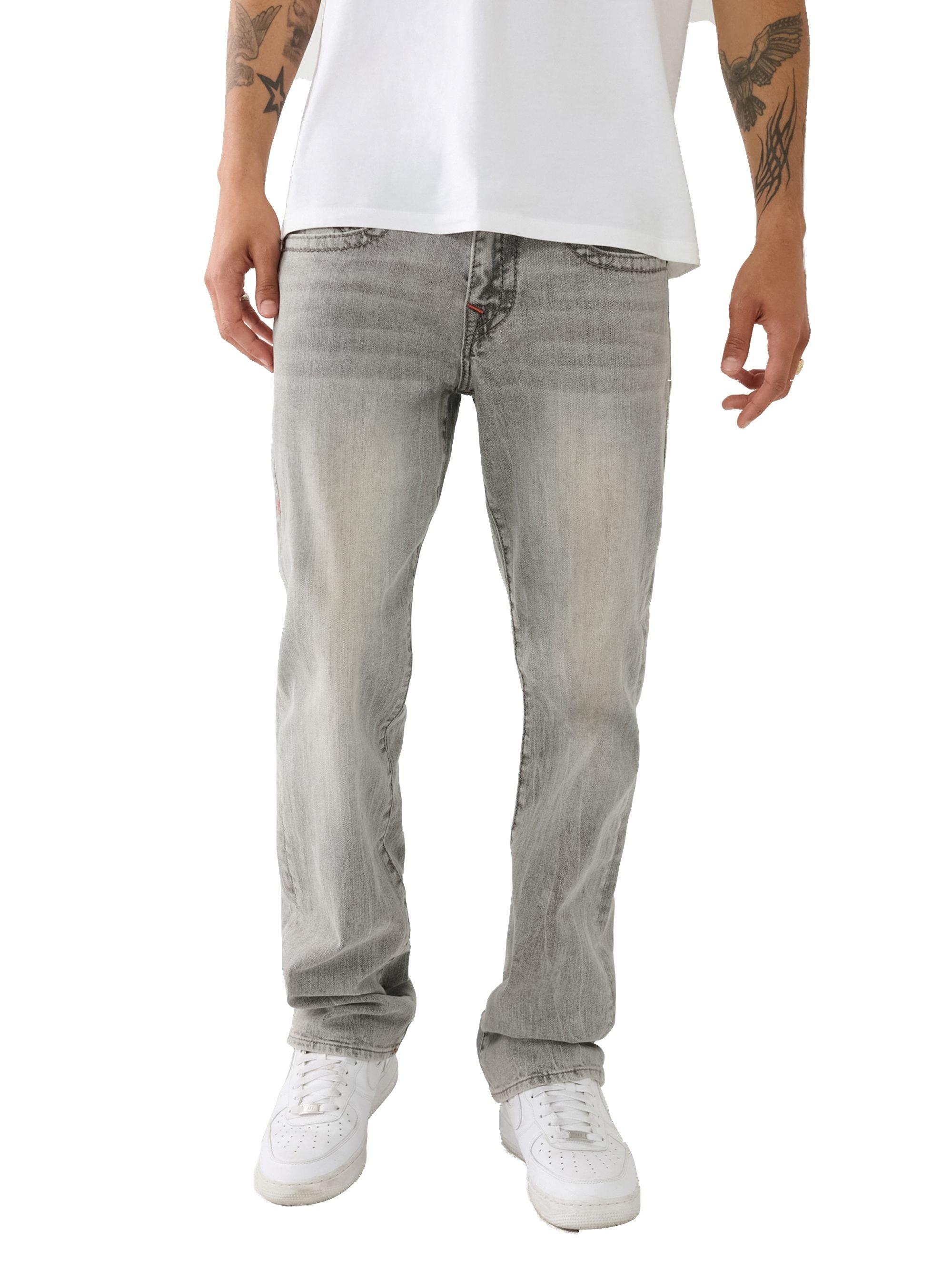True Religion Men's Ricky Flap Big-T Grail Relaxed Straight Fit Denim Jeans - GREY Thumbnail View 1