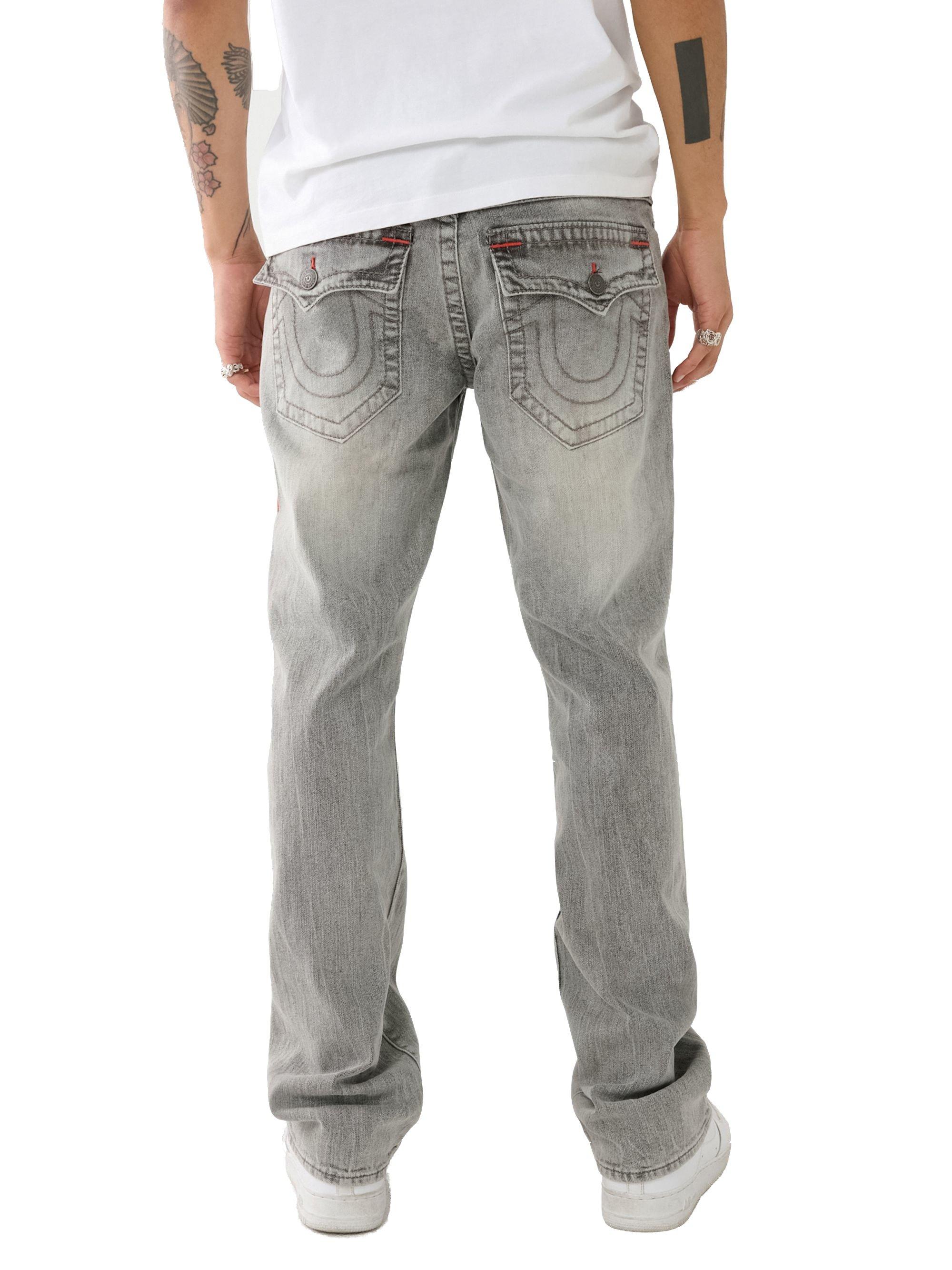 True Religion Men's Ricky Flap Big-T Grail Relaxed Straight Fit Denim Jeans - GREY Thumbnail View 2