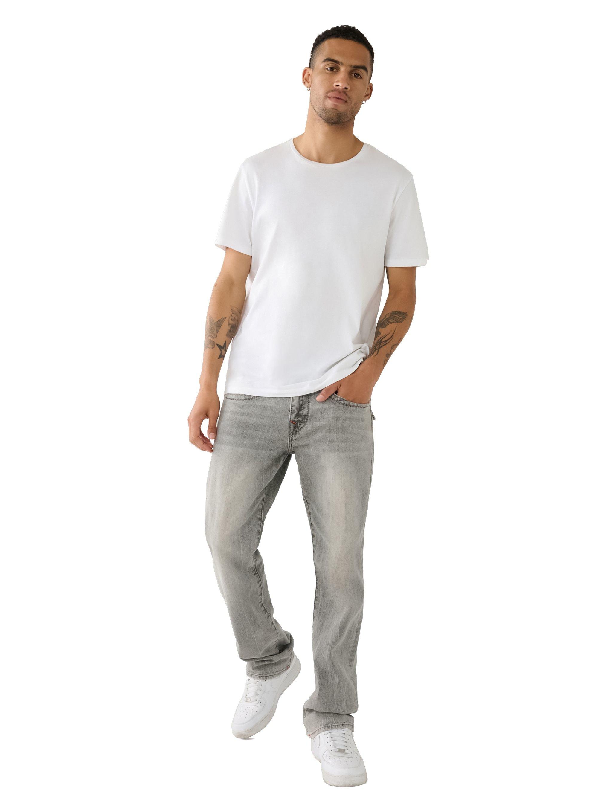 True Religion Men's Ricky Flap Big-T Grail Relaxed Straight Fit Denim Jeans - GREY Thumbnail View 4