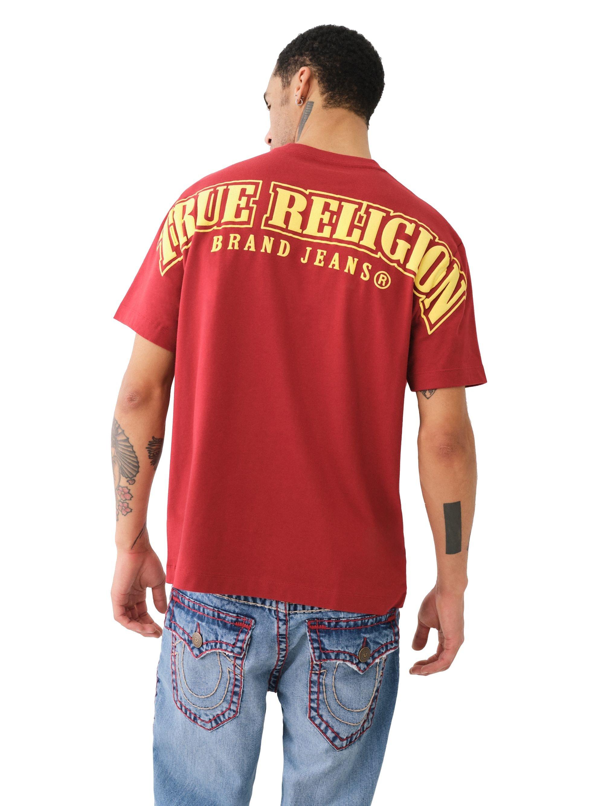 True Religion Men's Relaxed Overseam Puff Tee - RED Thumbnail View 2