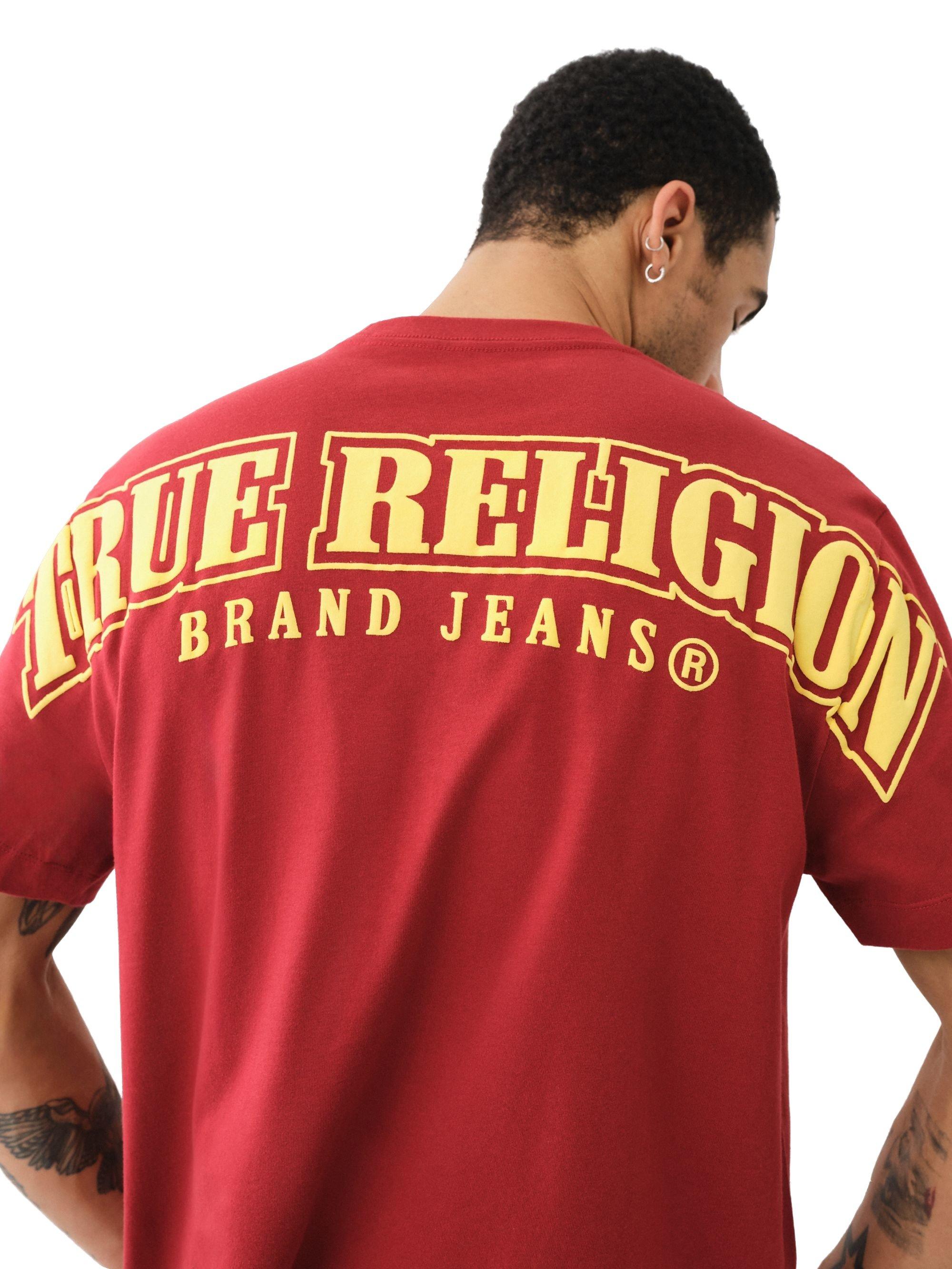 True Religion Men's Relaxed Overseam Puff Tee - RED Thumbnail View 4