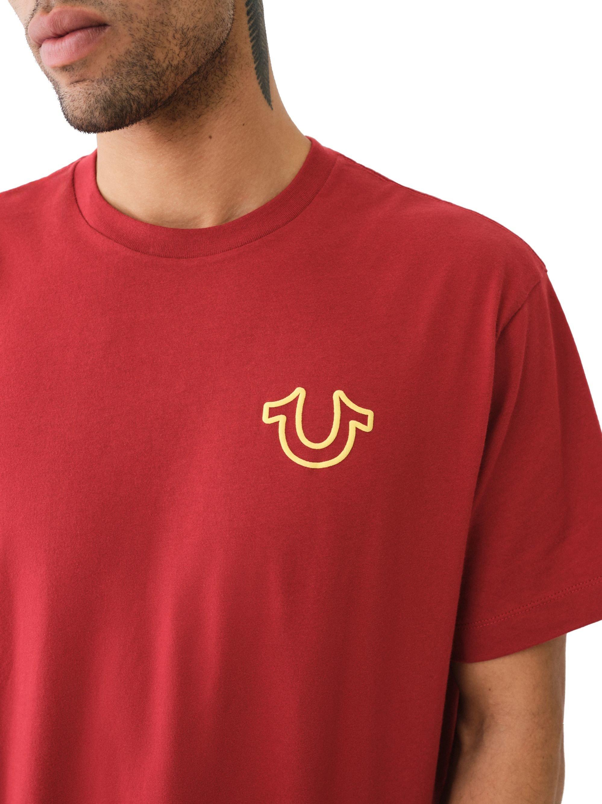 True Religion Men's Relaxed Overseam Puff Tee - RED Thumbnail View 5
