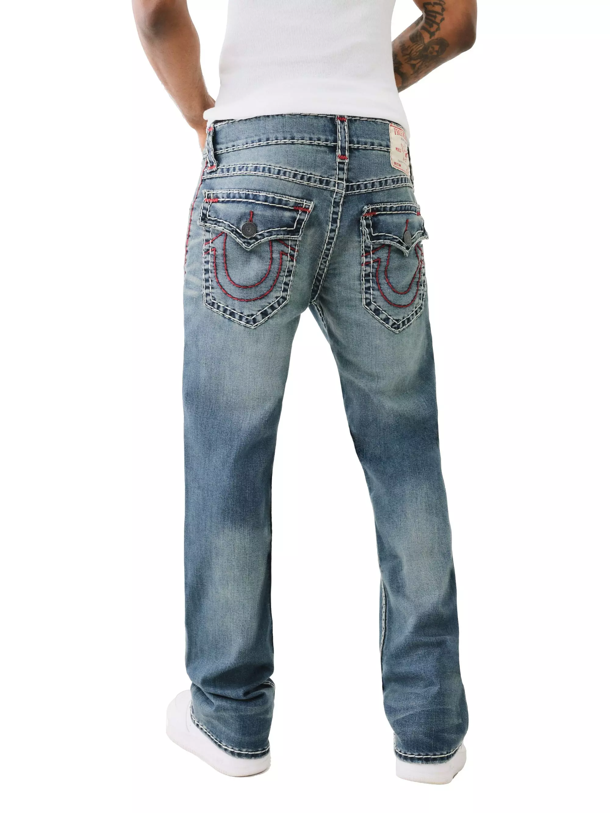 True Religion Men's Billy Super T Flap Llano Bootcut Jeans - DENIM