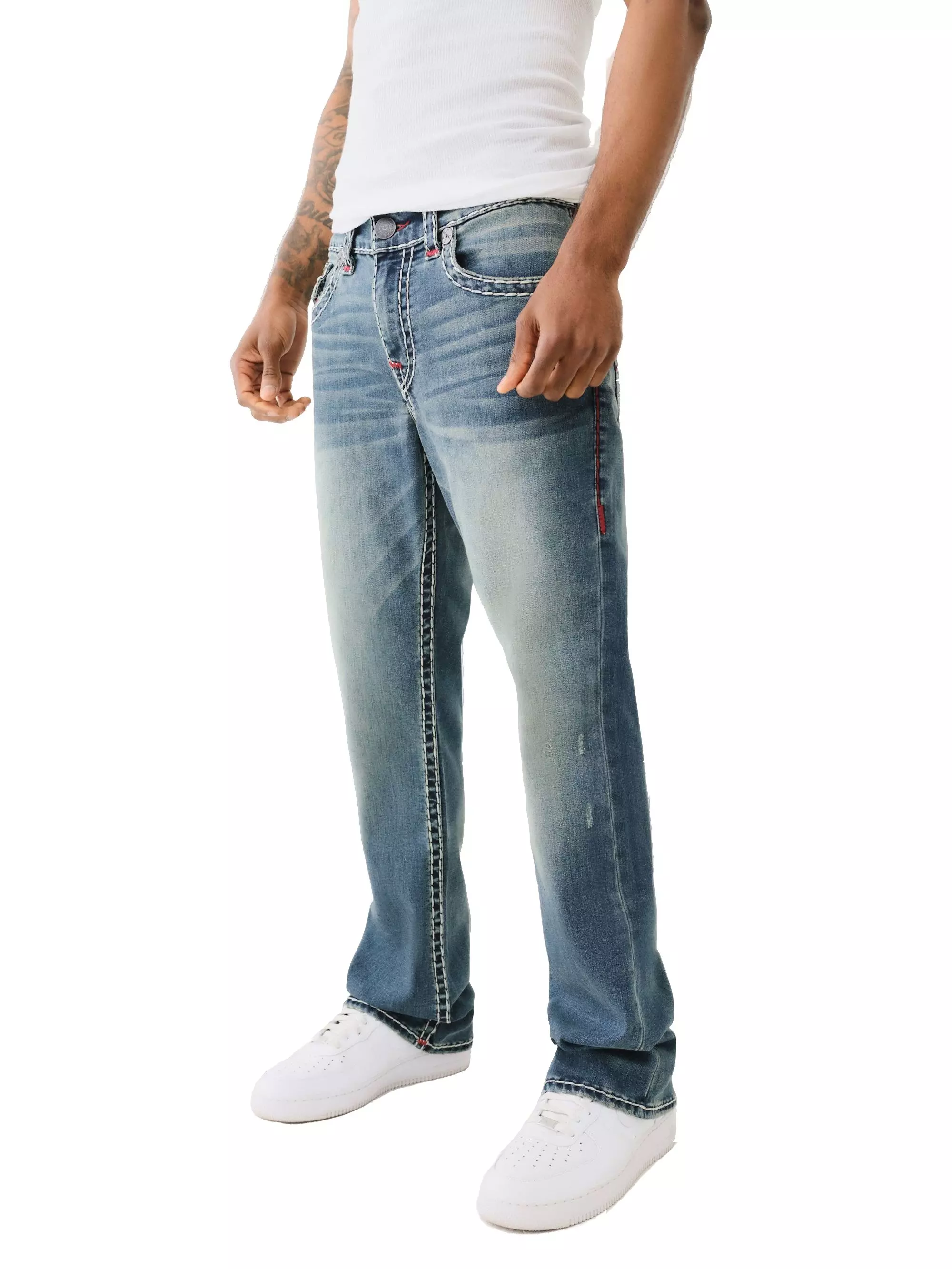 True Religion Men's Billy Super T Flap Llano Bootcut Jeans - DENIM