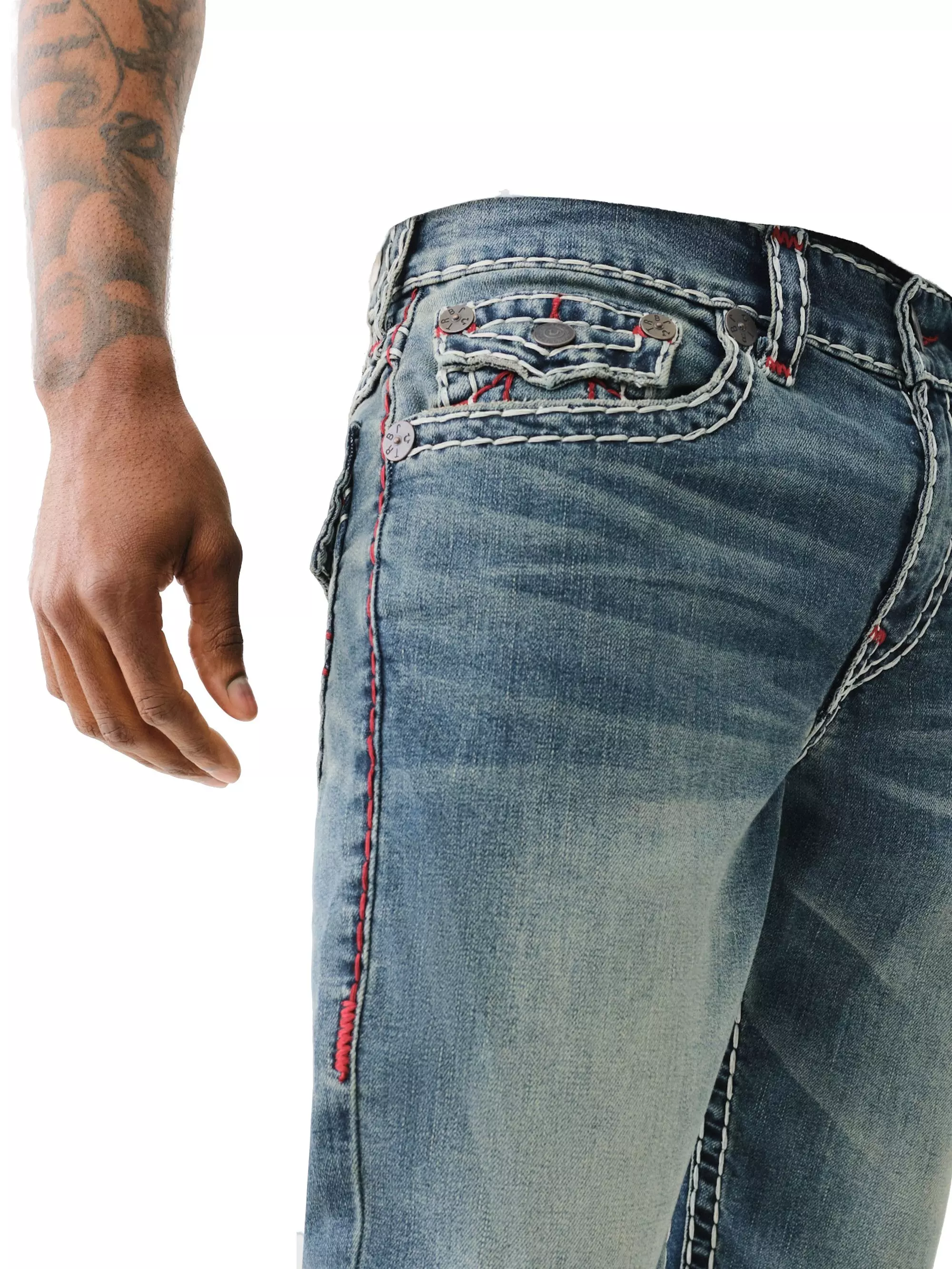 True Religion Men's Billy Super T Flap Llano Bootcut Jeans - DENIM