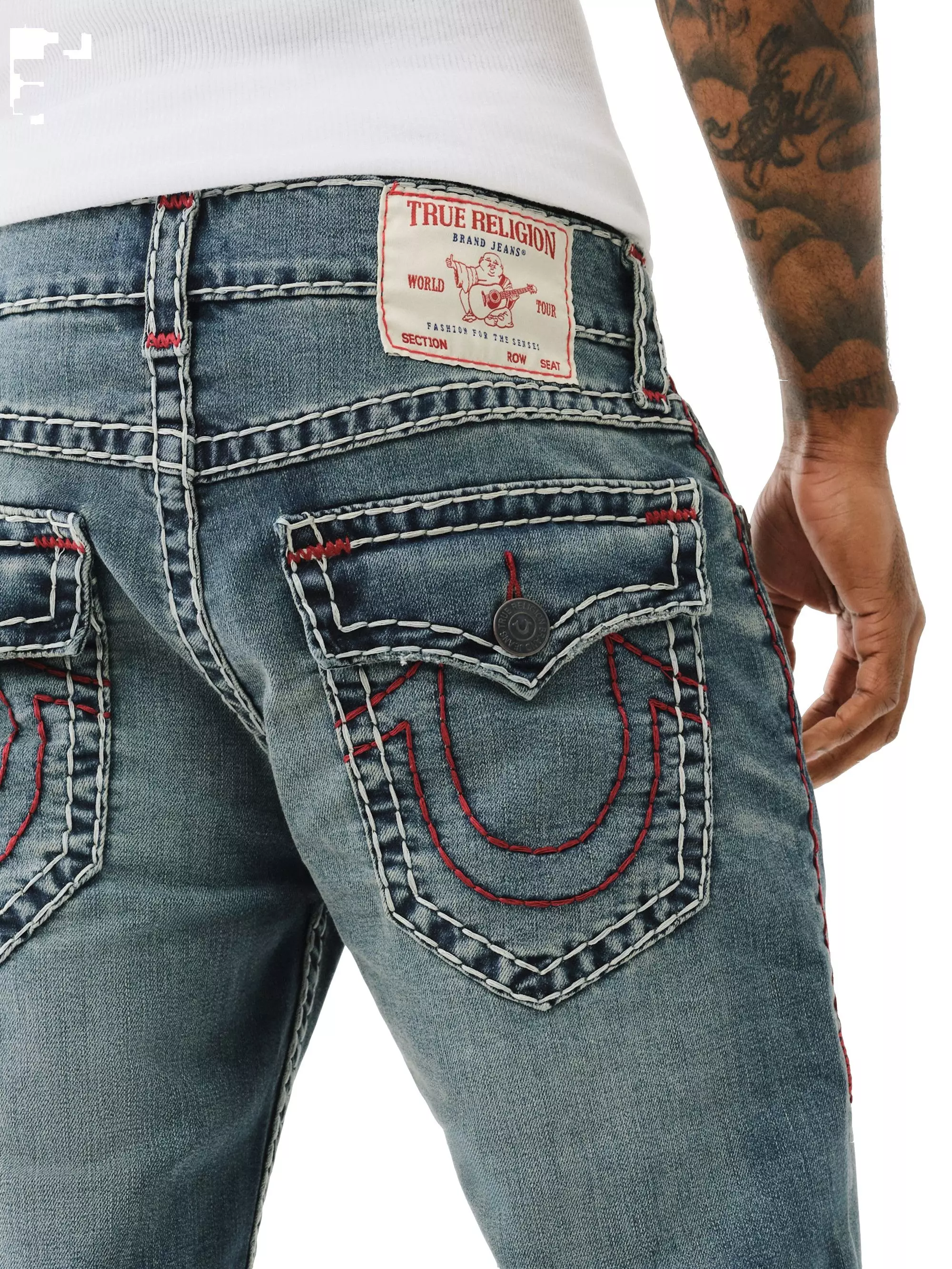 True Religion Men's Billy Super T Flap Llano Bootcut Jeans - DENIM