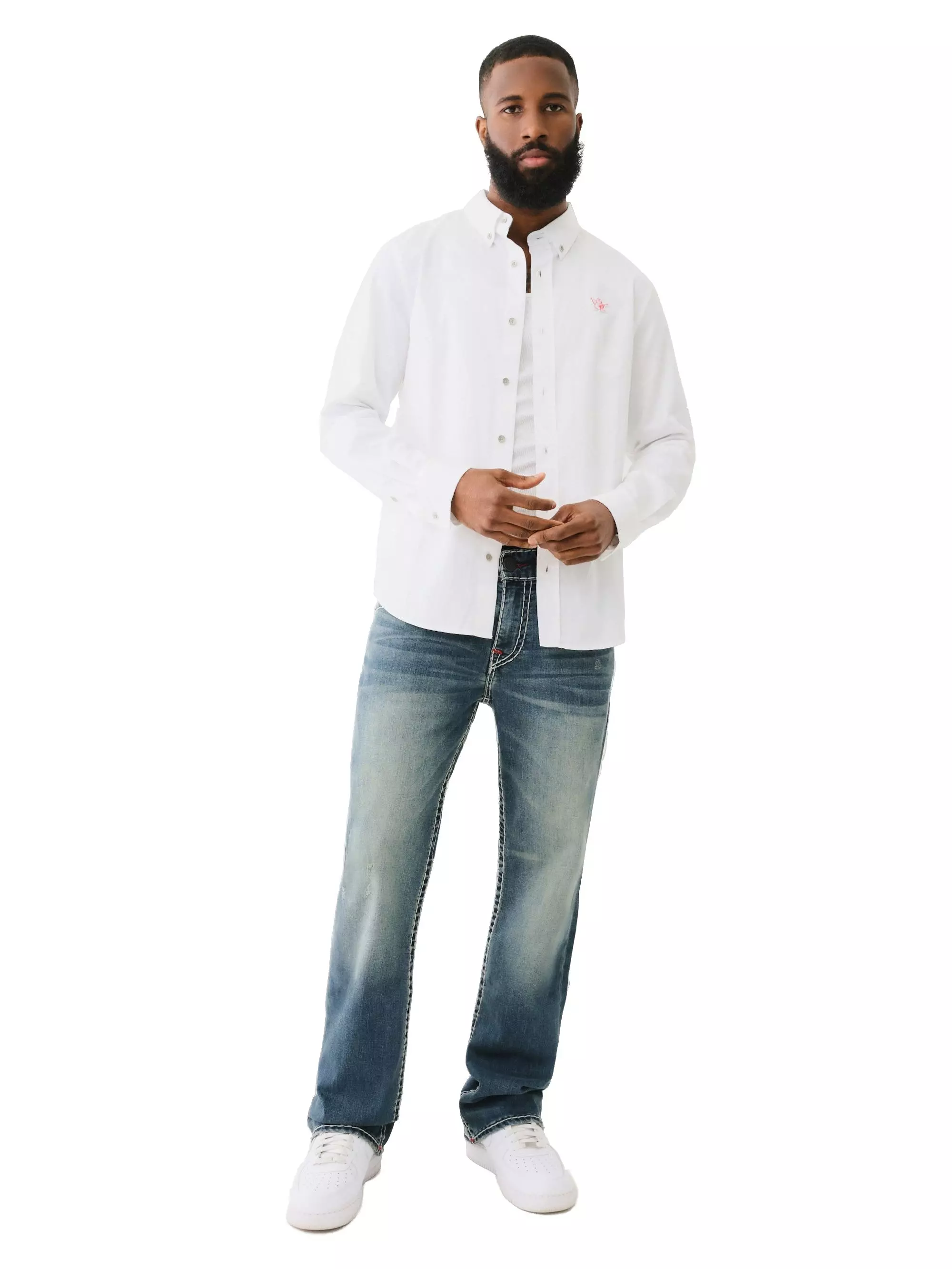 True Religion Men's Billy Super T Flap Llano Bootcut Jeans - DENIM