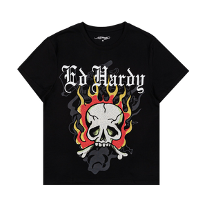 Ed Hardy Men's Rhinestome Flame Skull Tee