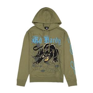 Ed Hardy Men's Crouching Panther Hoodie - Light Olive/Biscayne