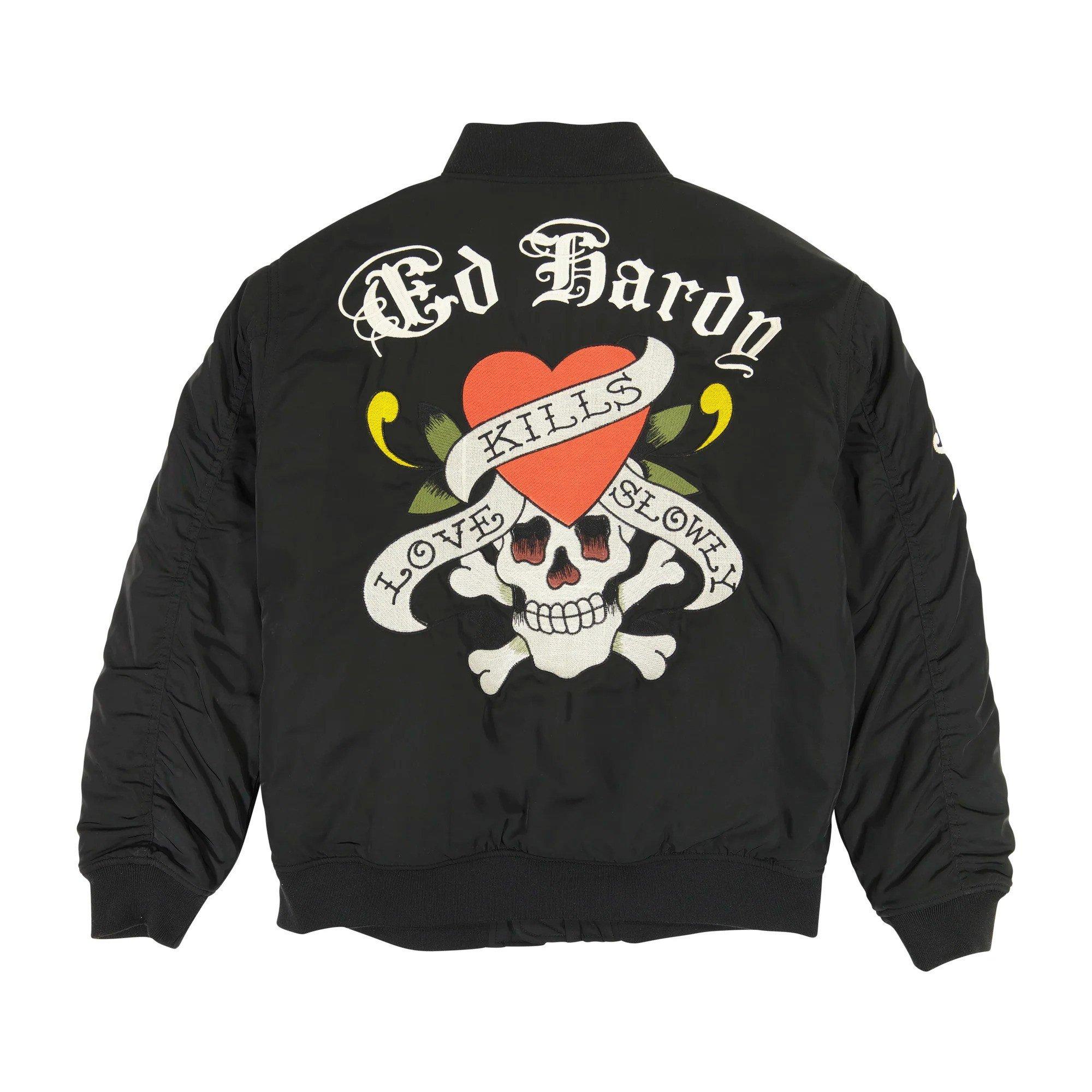 Ed Hardy Men's Skull Bomber Jacket - BLACK Thumbnail View 2