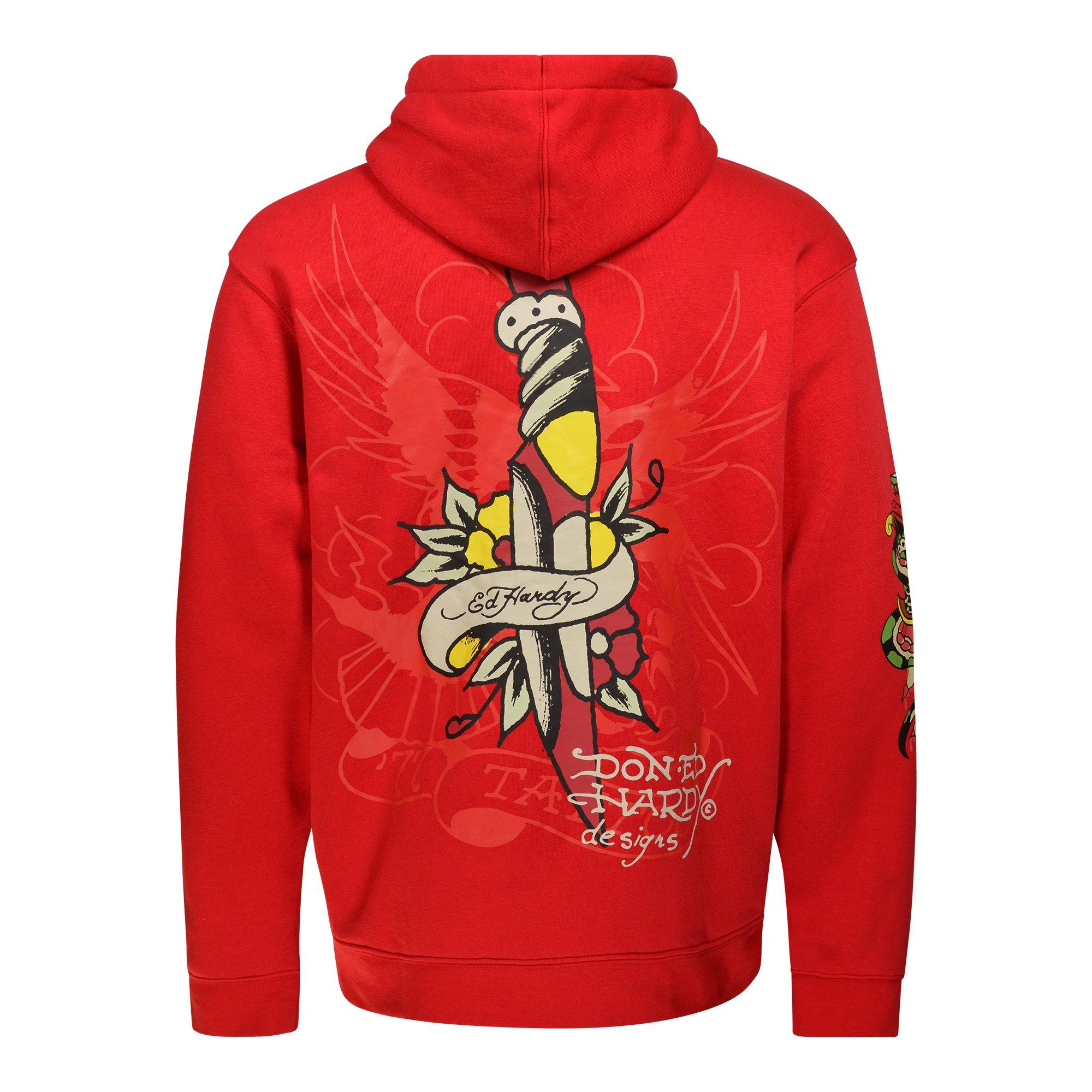 Ed Hardy Men's Eagle Tiger Pullover Hoodie - RED Thumbnail View 2