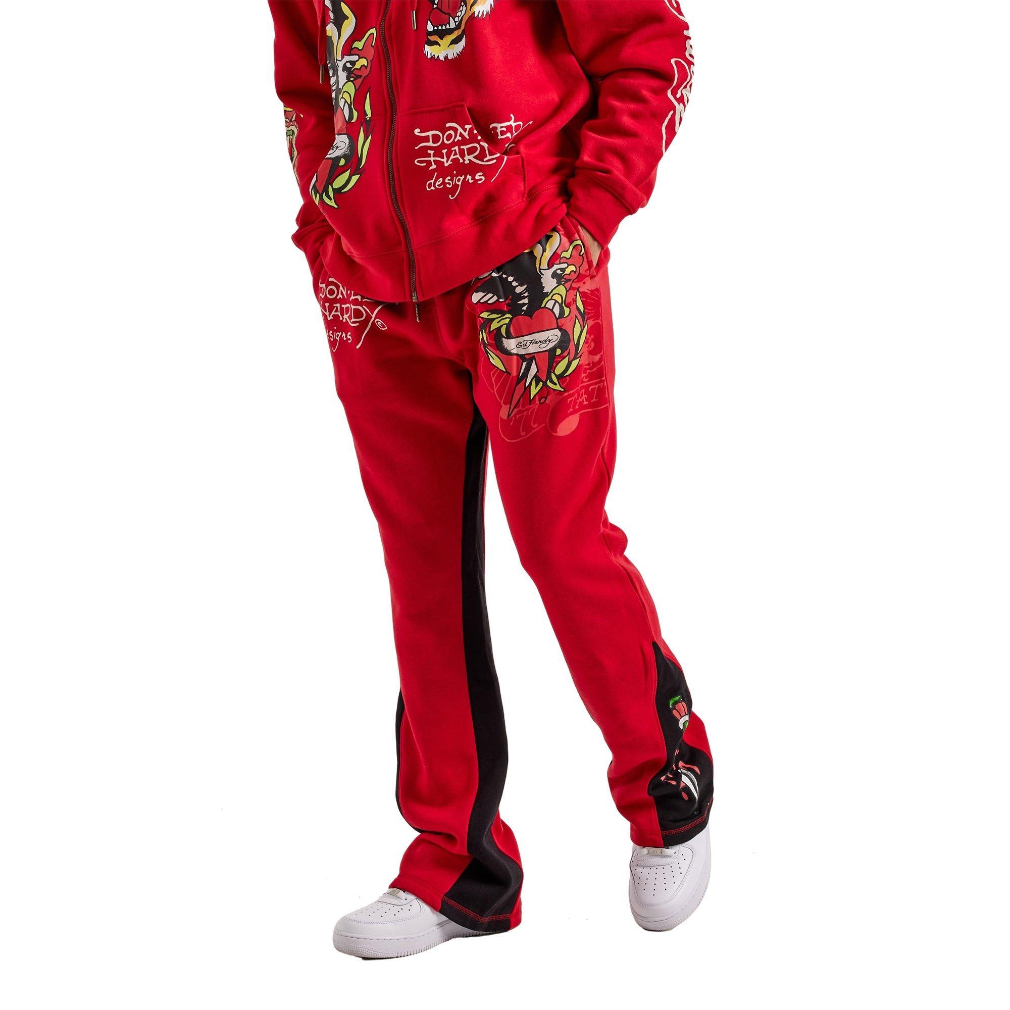 Ed Hardy Men's Eagle Tiger Bootcut Pants - RED Thumbnail View 1