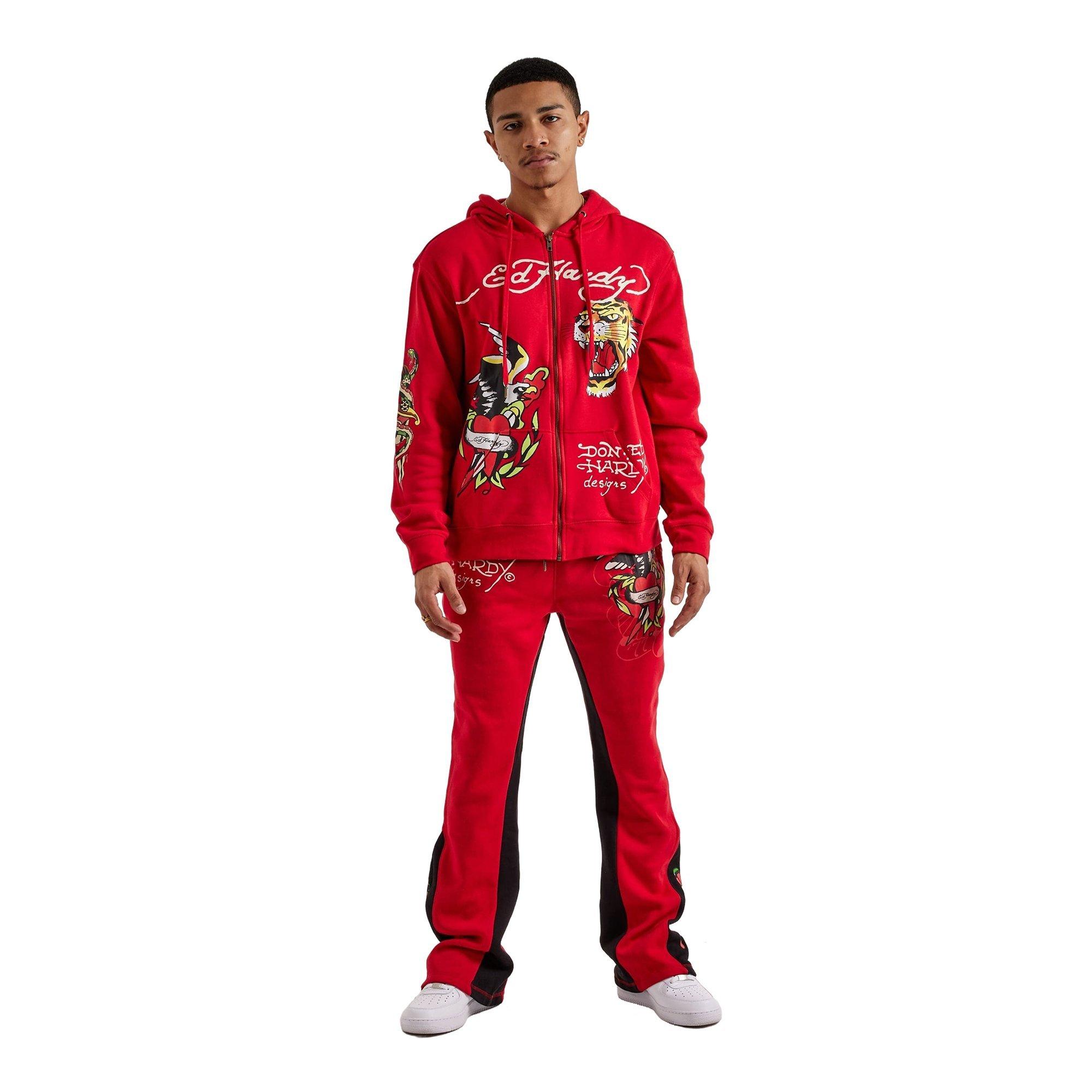 Ed Hardy Men's Eagle Tiger Bootcut Pants - RED Thumbnail View 4