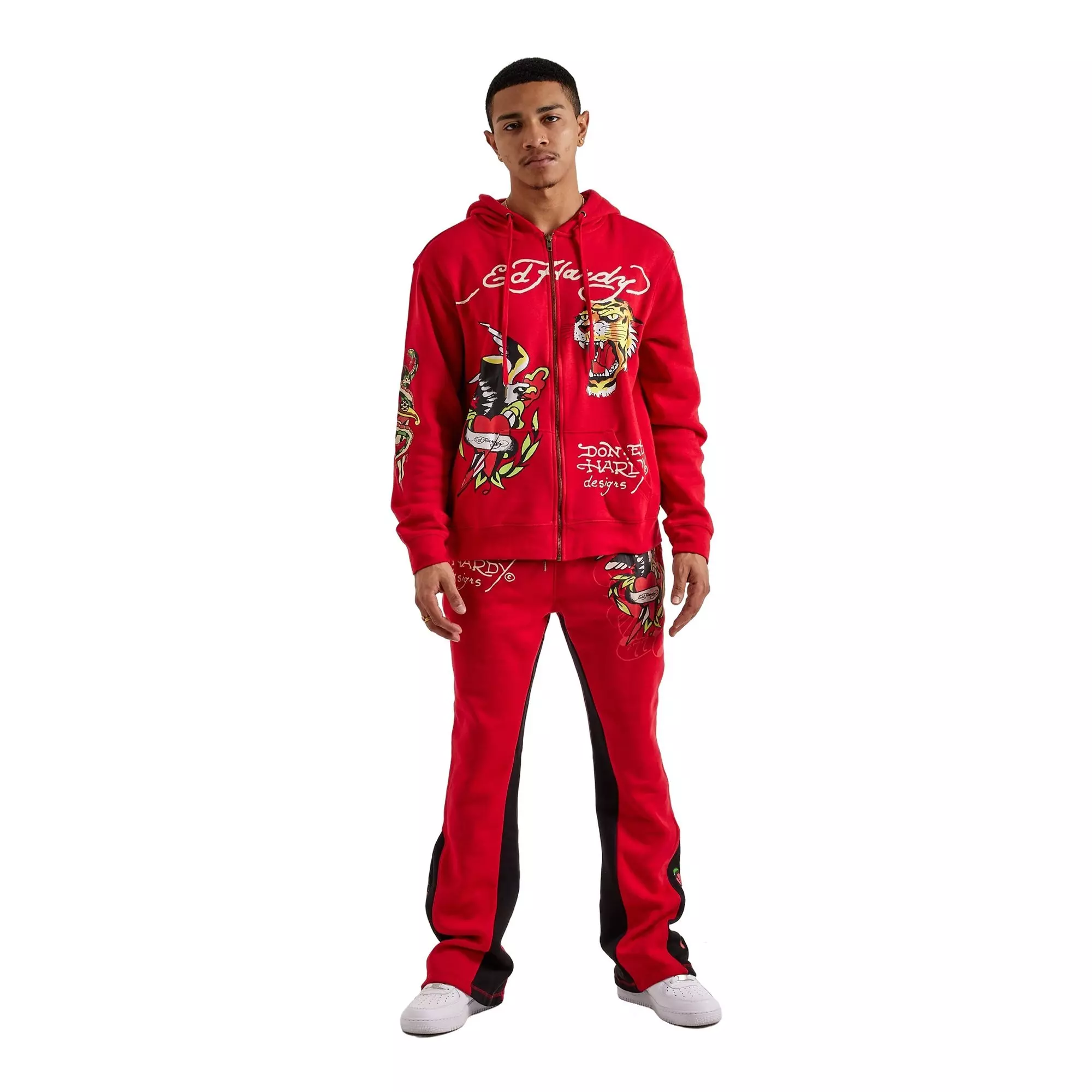 Ed Hardy Men's Eagle Tiger Bootcut Pants - RED