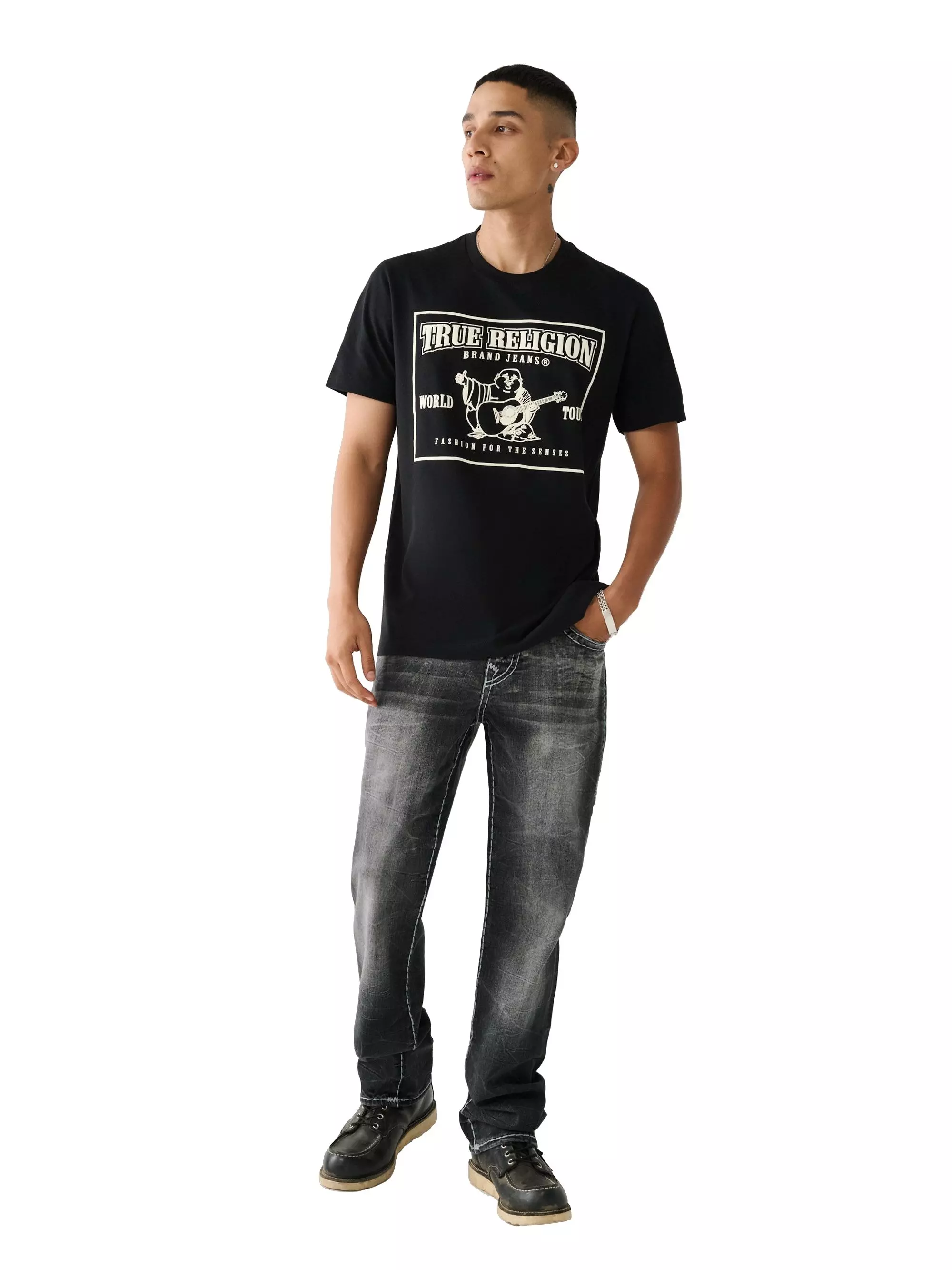 True Religion Men's Buddha Puff Tee - BLACK