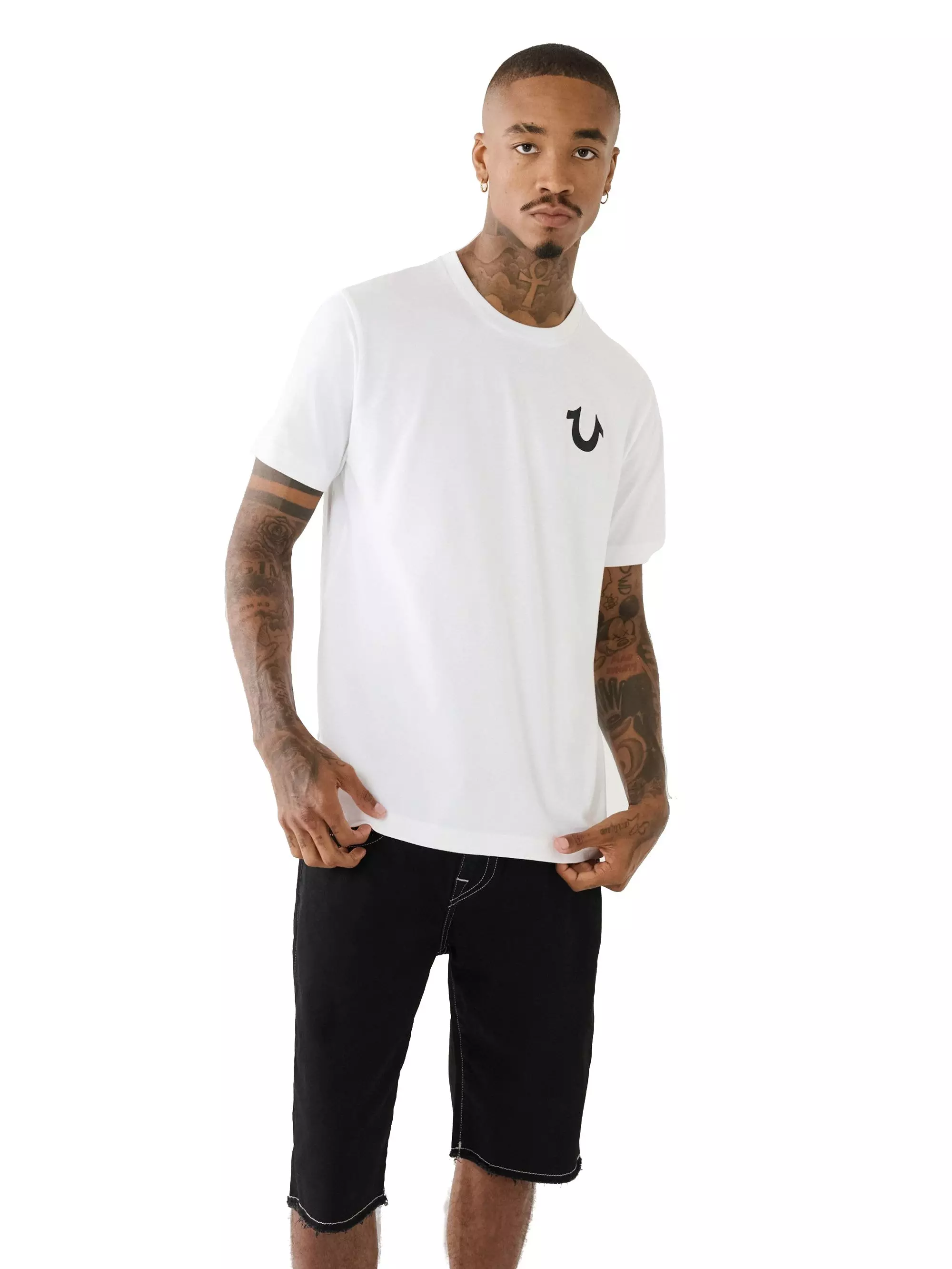 True Religion Men's Multi Logo Tee - WHITE