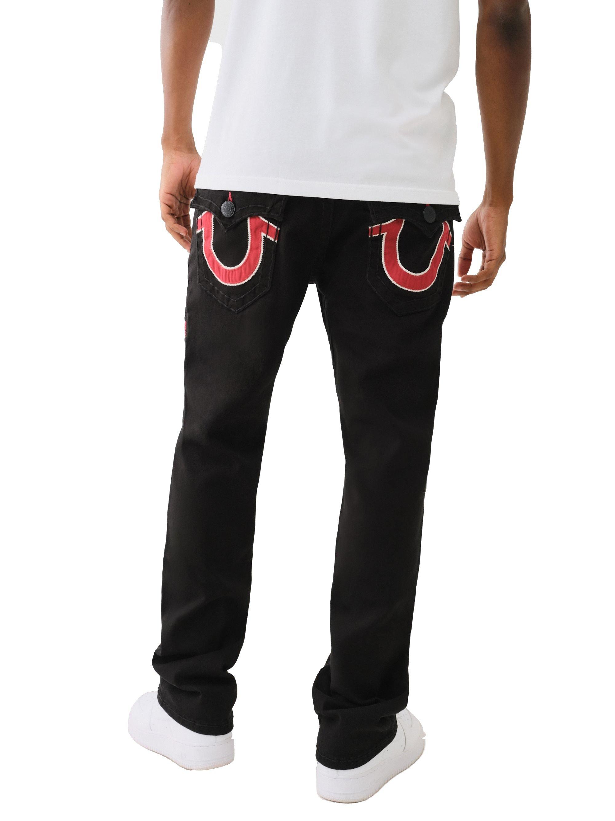 True Religion Men's Super T Ricky Flap Denim Jeans - BLACK Thumbnail View 2