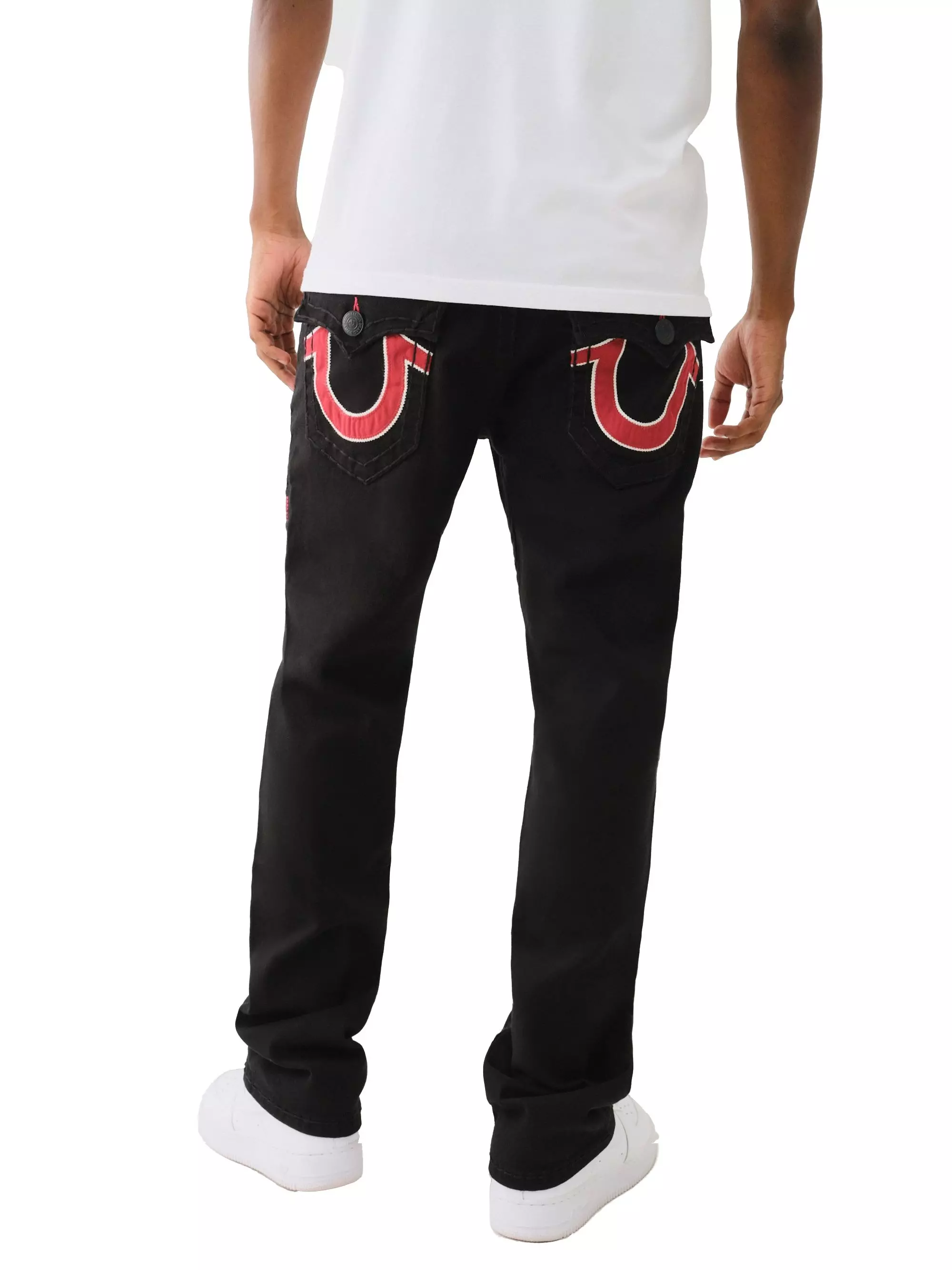 True Religion Men's Super T Ricky Flap Denim Jeans - BLACK