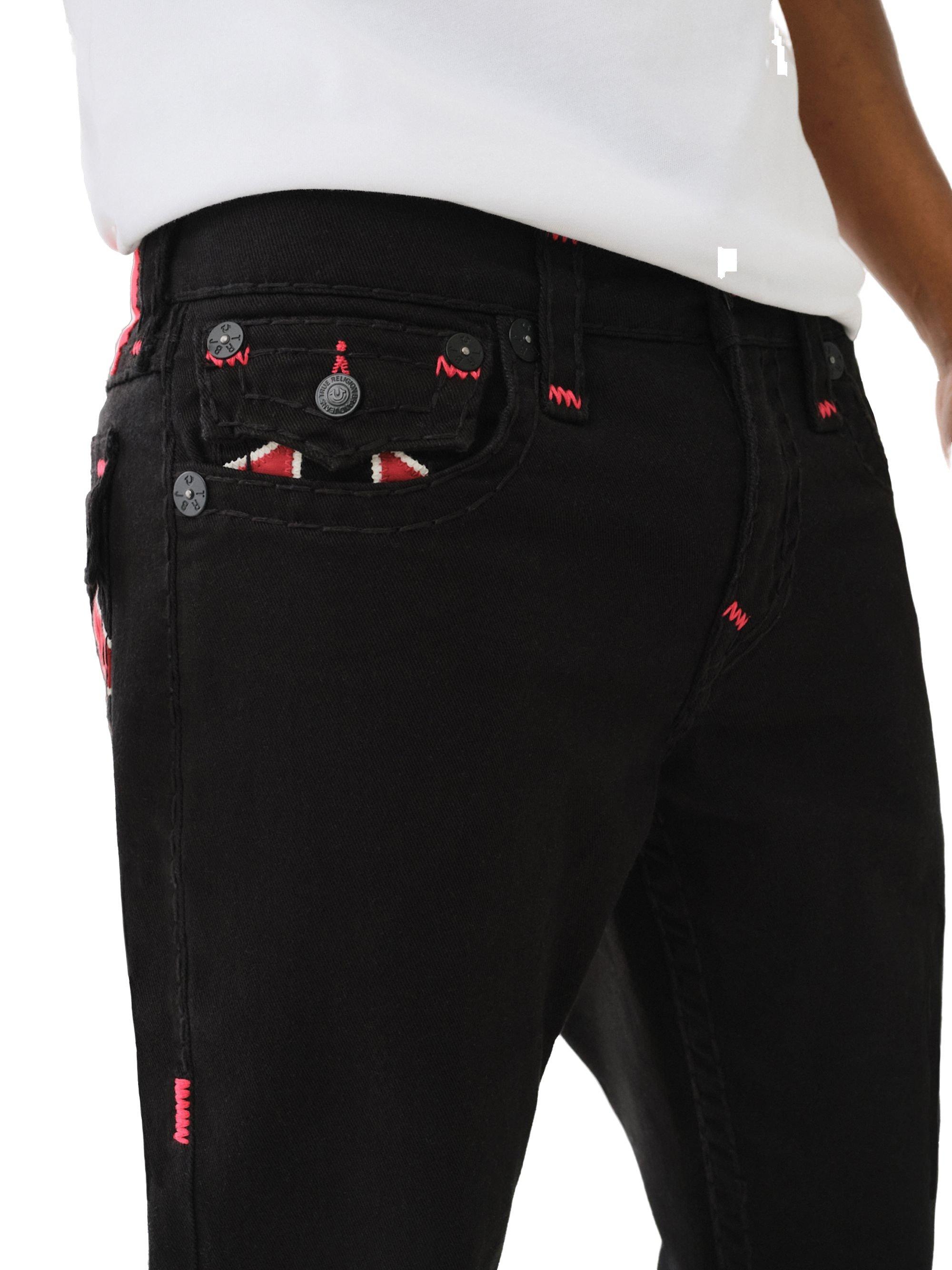 True Religion Men's Super T Ricky Flap Denim Jeans - BLACK Thumbnail View 4