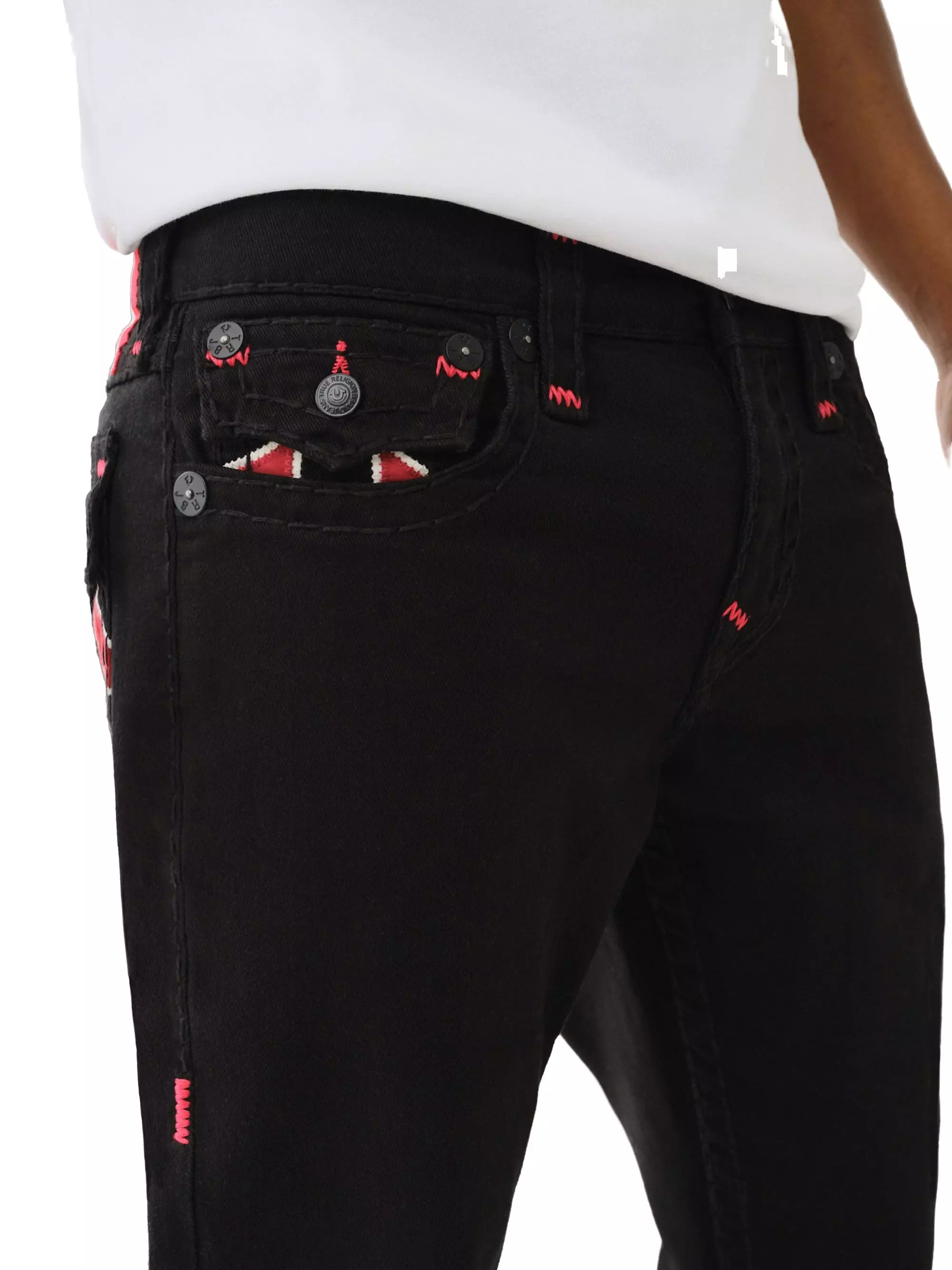 True Religion Men's Super T Ricky Flap Denim Jeans - BLACK