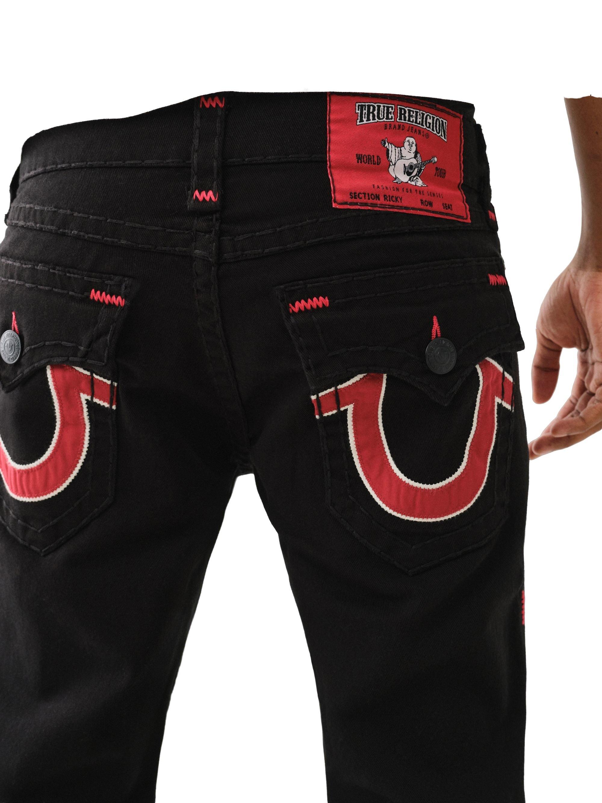 True Religion Men's Super T Ricky Flap Denim Jeans - BLACK Thumbnail View 6