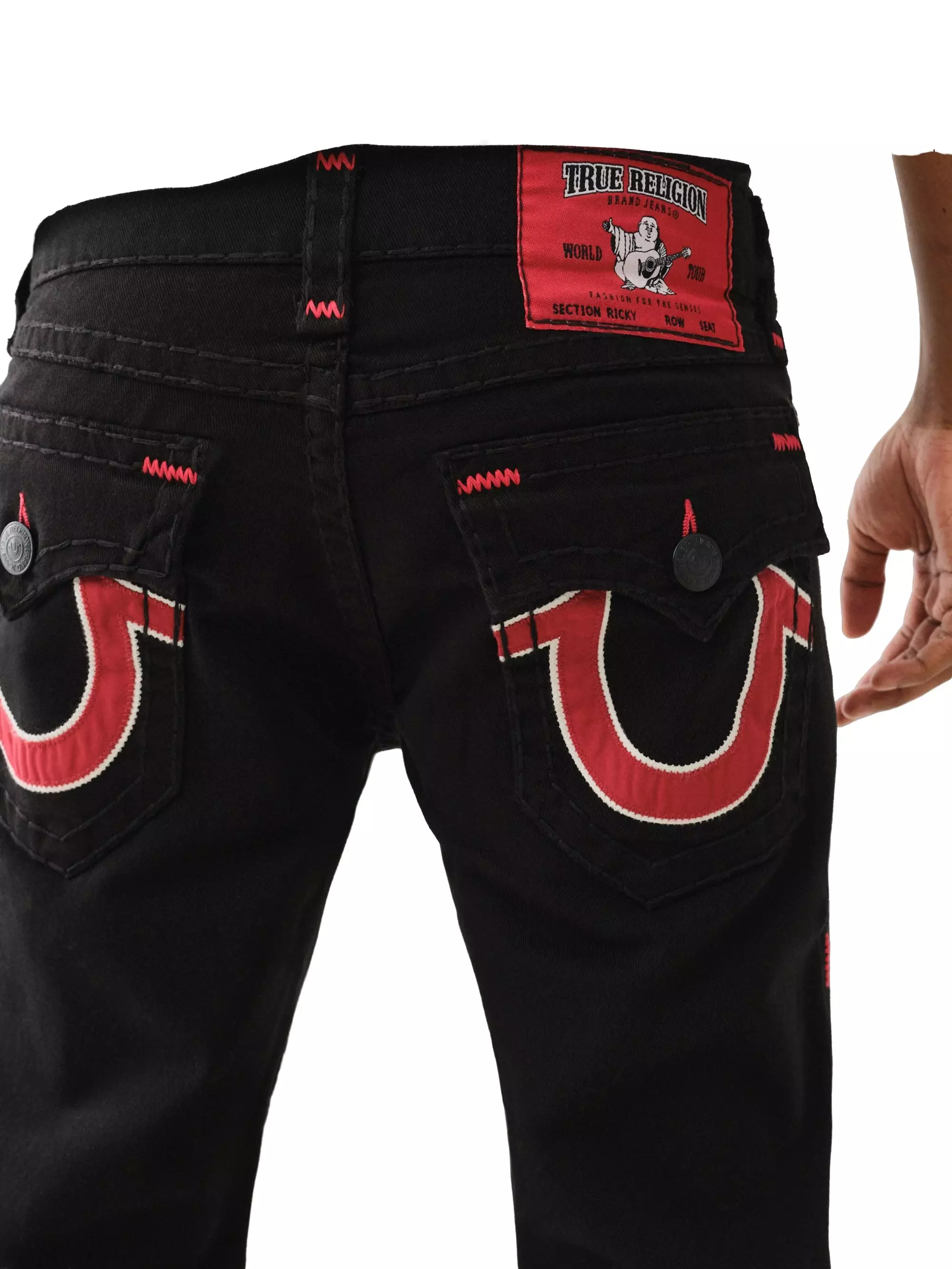 True Religion Men's Super T Ricky Flap Denim Jeans - BLACK