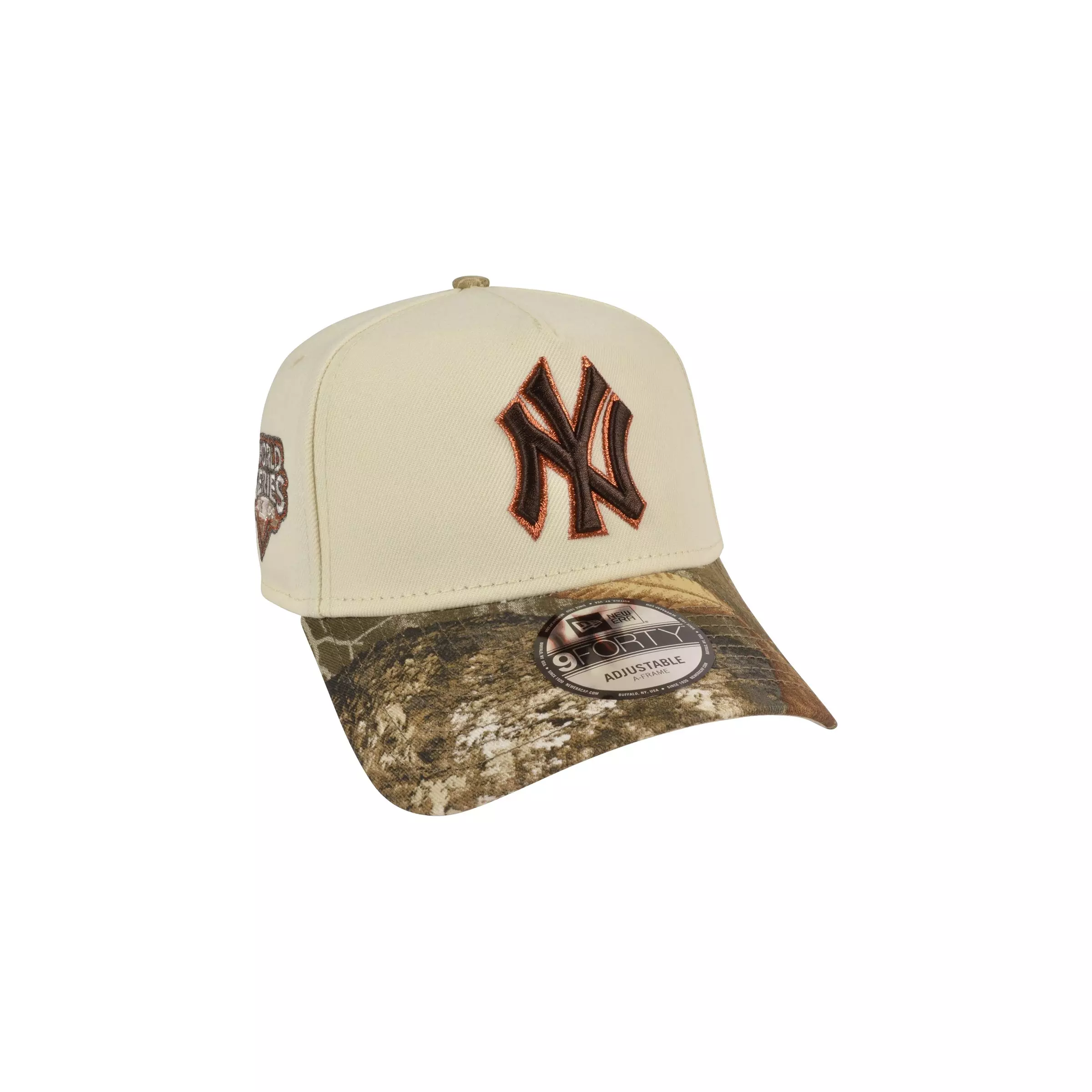 New Era New York Yankees 9FORTY A-Frame 2009 World Series Snapback Hat-Chrome/Real Tree - CREAM