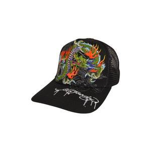 Ed Hardy Embroidered Dragon Snapback Hat-Black