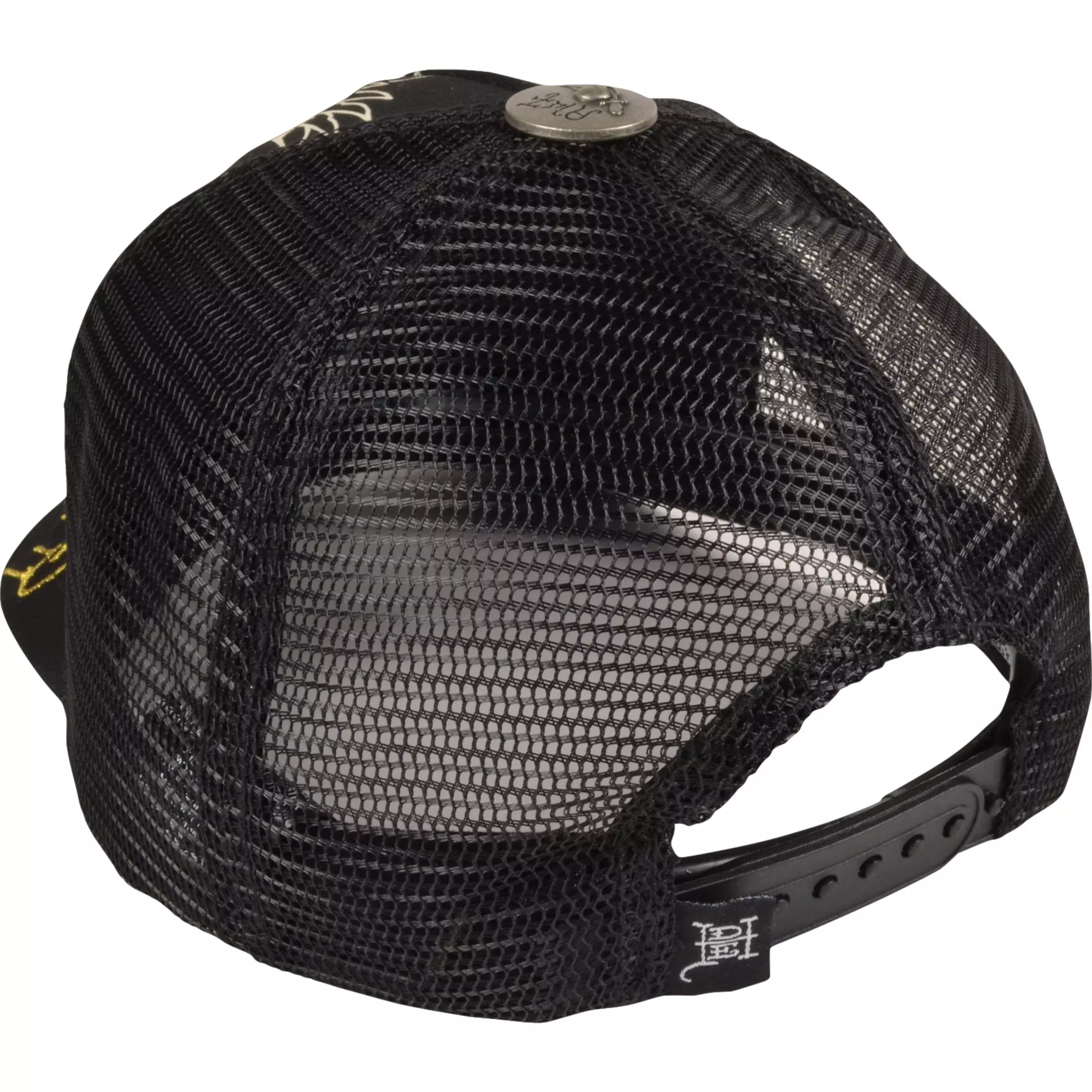 Ed Hardy Embroidered Fire Skull Snapback Hat-Black - BLACK